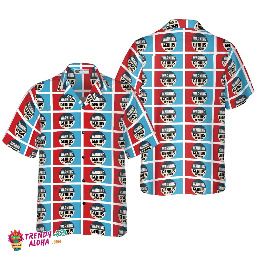 Warning Genius Work Vintage Hawaiian Shirt Warning Genius Work Vintage Hawaiian Shirt
