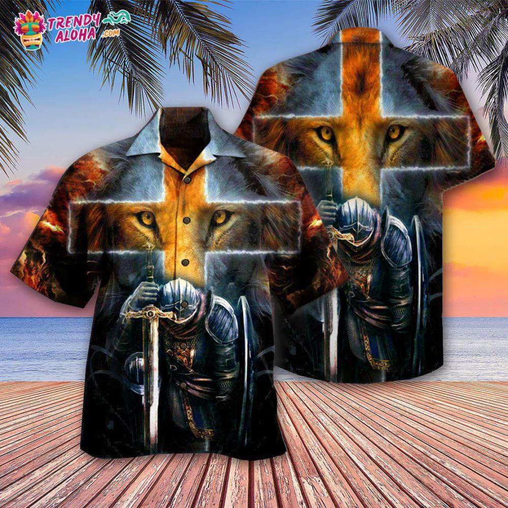 Warrior Of Christ Lion Cross Hawaiian Shirt – Trendy Aloha