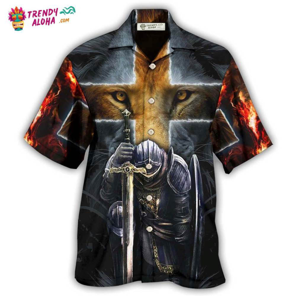 Warrior Of Christ Lion Cross Hawaiian Shirt – Trendy Aloha Warrior Of Christ Lion Cross Hawaiian Shirt – Trendy Aloha