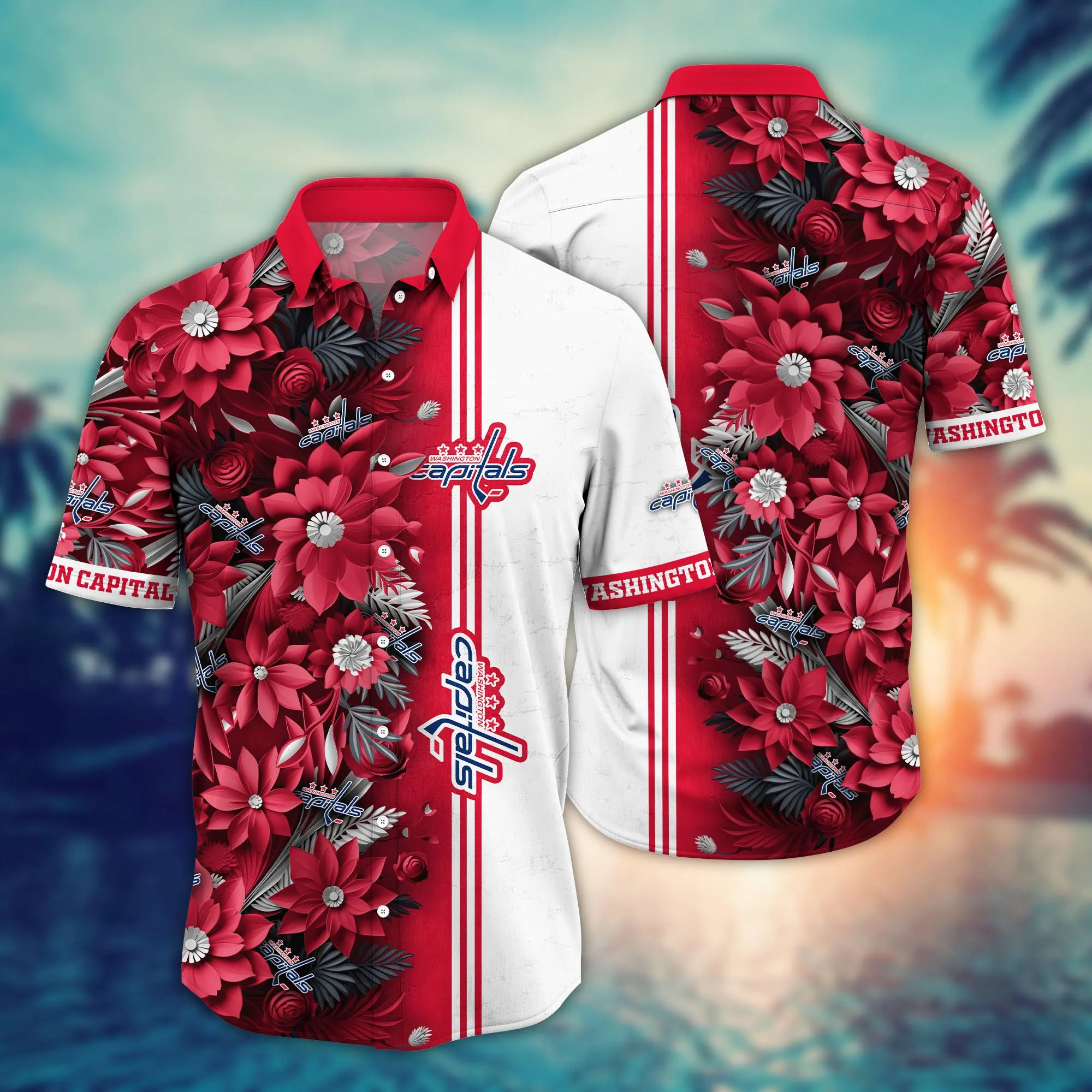 Washington Capitals NHL Hawaiian Shirt Custom Travel Aloha Shirt