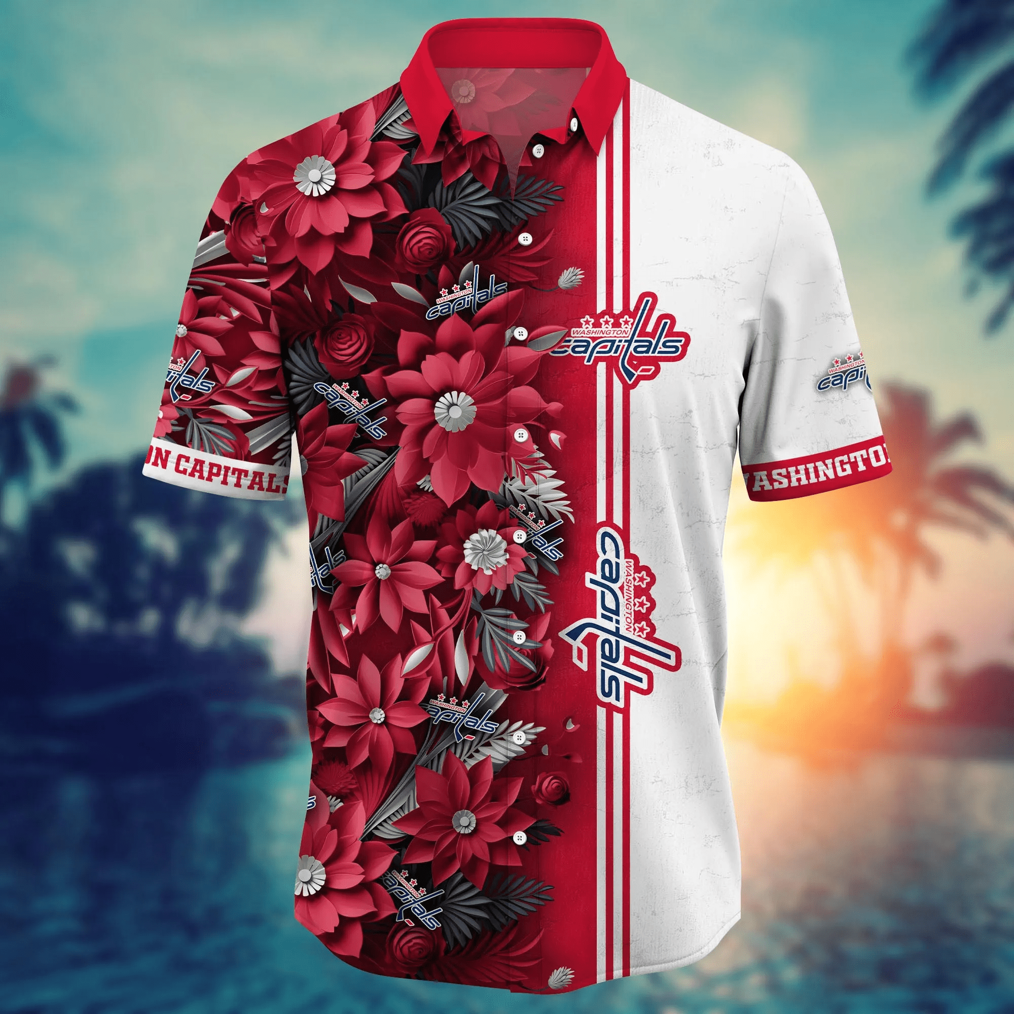 Washington Capitals NHL Hawaiian Shirt Custom Travel Aloha Shirt