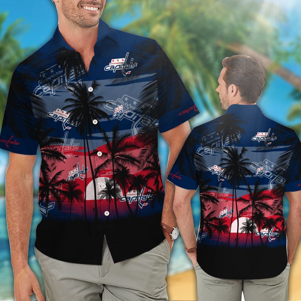 Washington Capitals Short Sleeve Button Up Tropical Shirt Nhl Hawaiian Shirt
