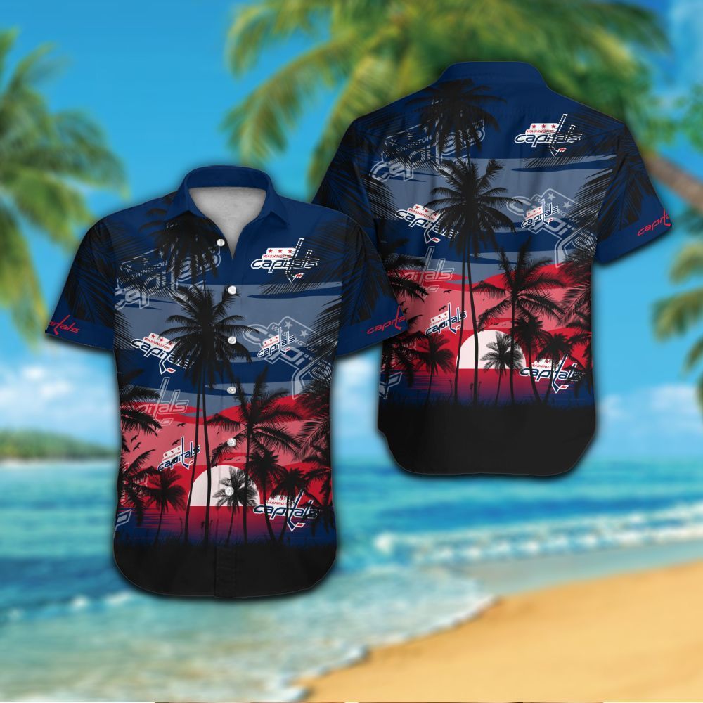 Washington Capitals Short Sleeve Button Up Tropical Shirt Nhl Hawaiian Shirt