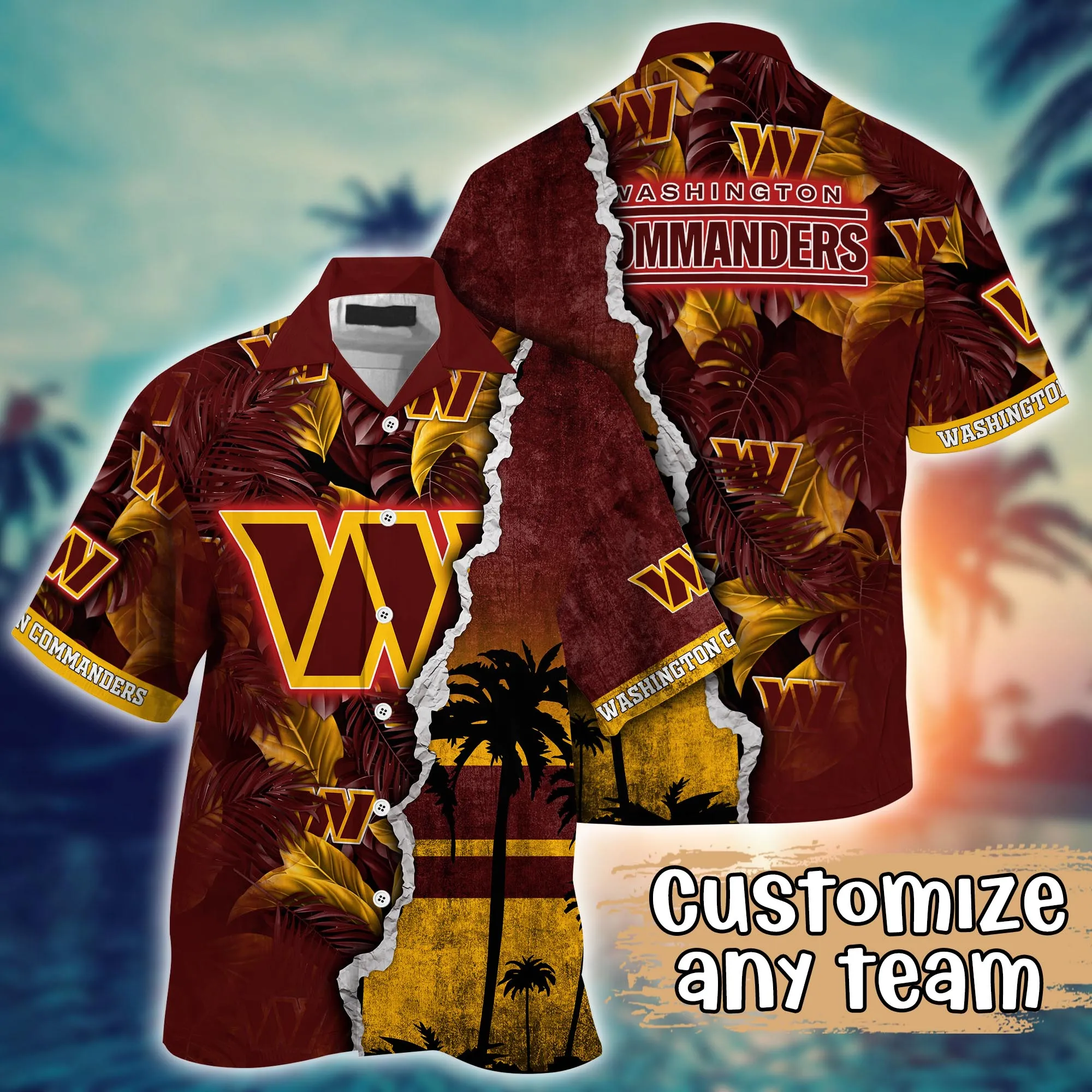 Washington Commanders NFL Hawaiian Shirt Custom Picnics Aloha Shirt Washington Commanders NFL Hawaiian Shirt Custom Picnics Aloha Shirt