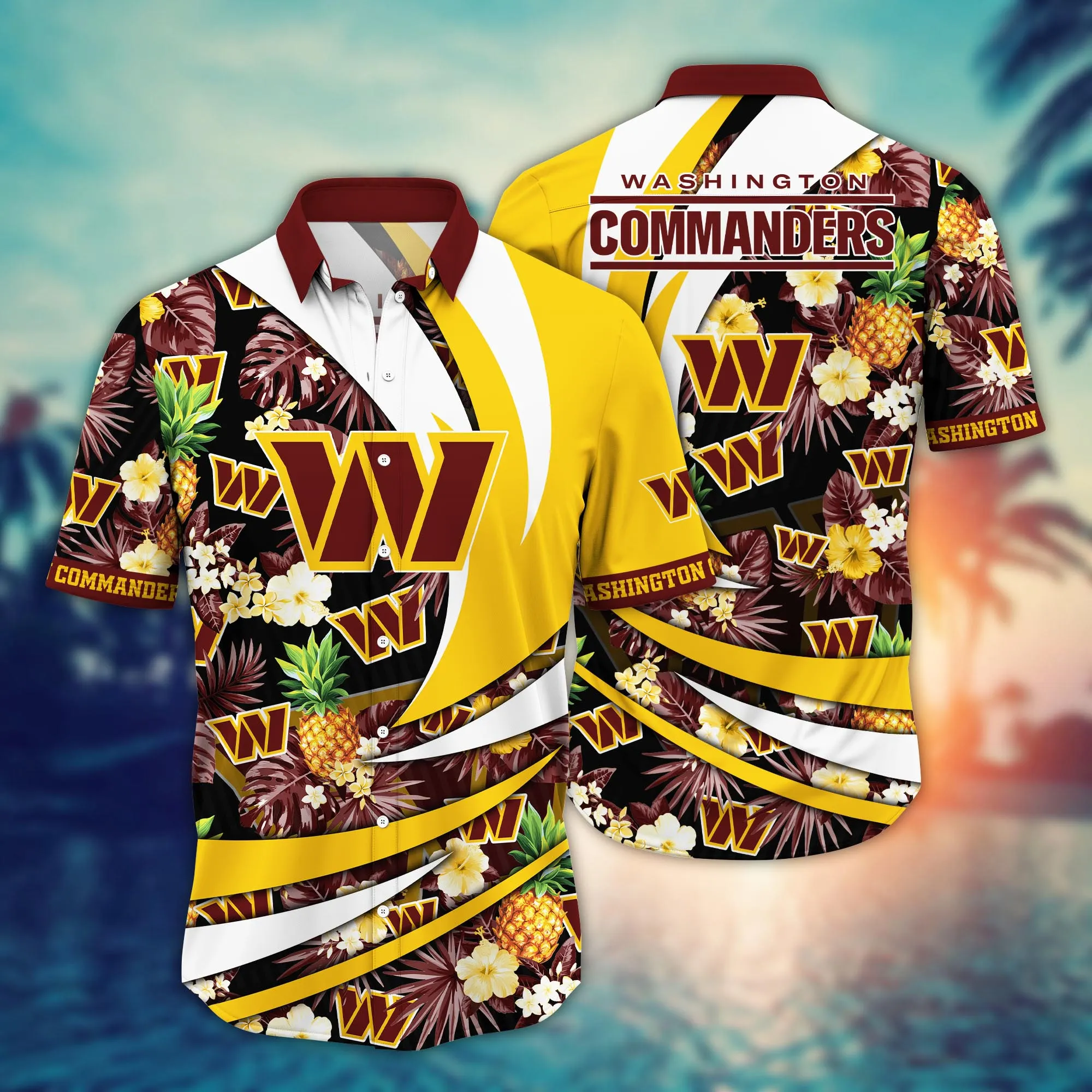 Washington Commanders NFL Hawaiian Shirt Surfing Aloha Shirt Washington Commanders NFL Hawaiian Shirt Surfing Aloha Shirt
