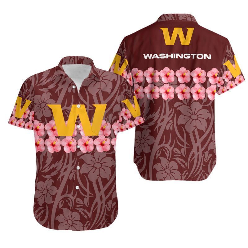 Washington Football Team Flower And Logo Hawaii Shirt And Shorts Summer Collection Trendy Aloha