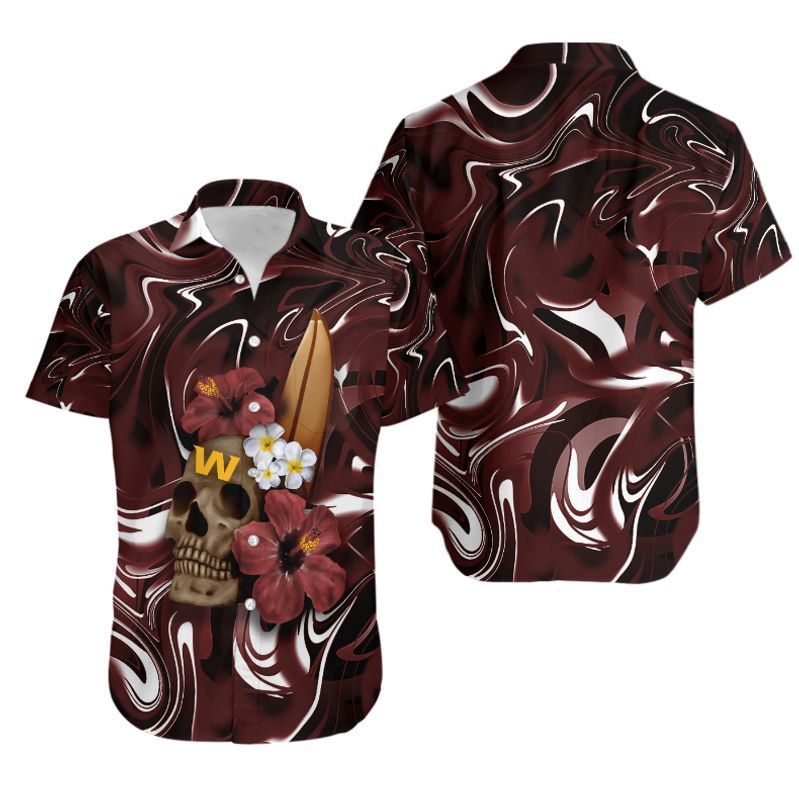 Washington Football Team Skull And Hibiscus Flower NFL Gift For Fans