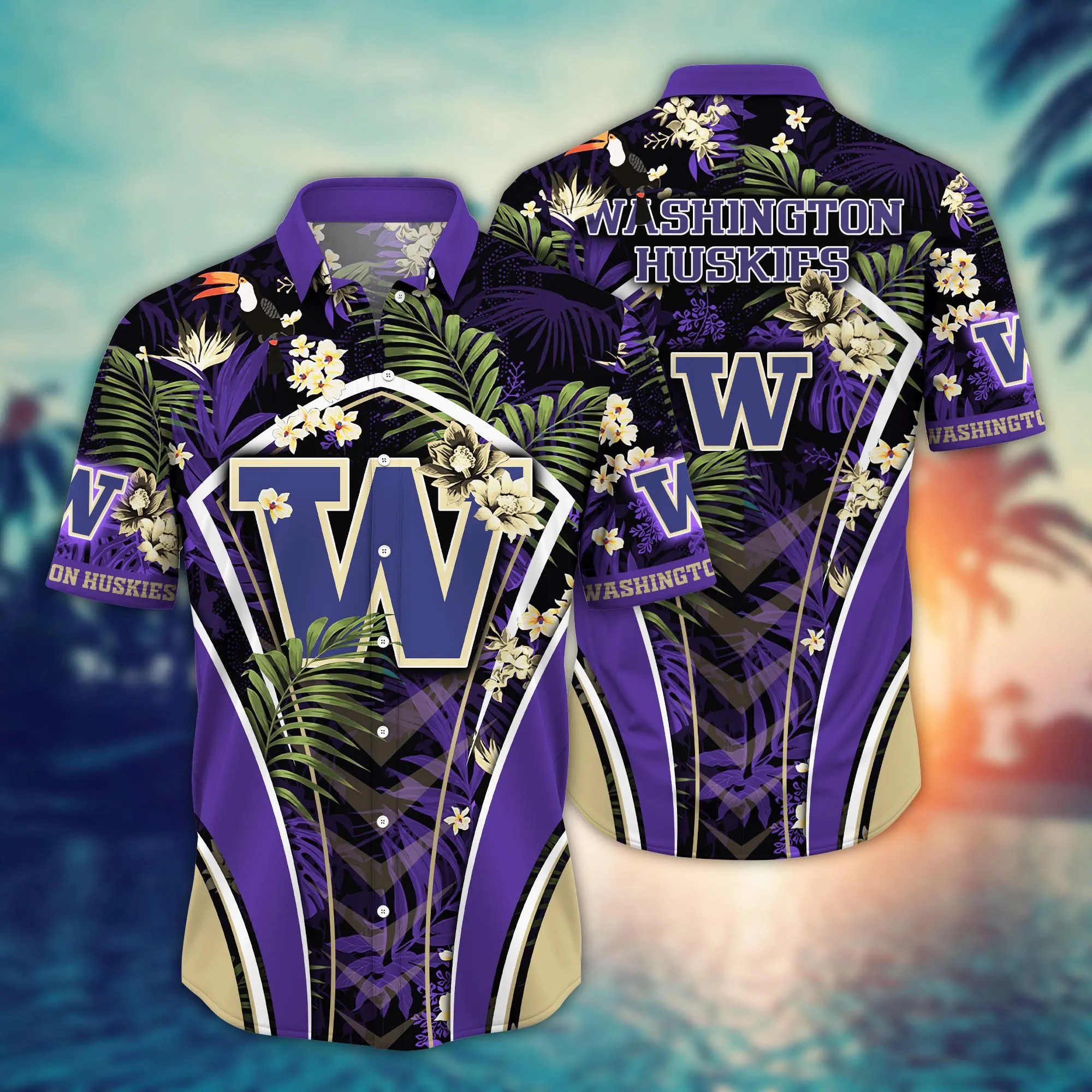 Washington Huskies NCAA Hawaiian Shirt Bikinis Aloha Shirt Washington Huskies NCAA Hawaiian Shirt Bikinis Aloha Shirt