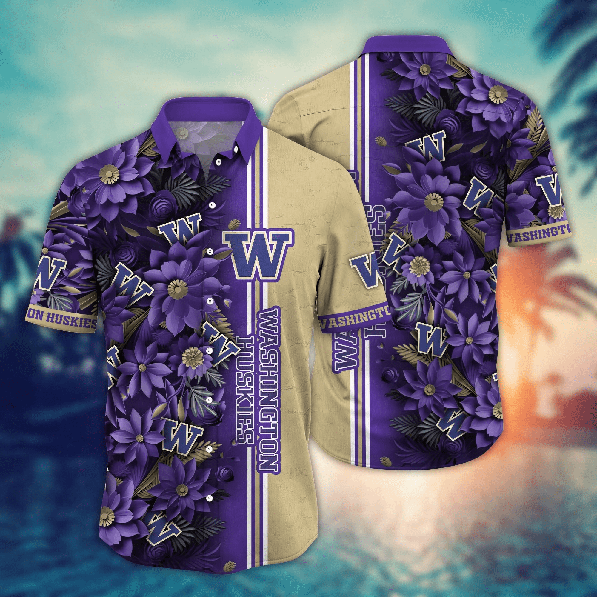 Washington Huskies NCAA Hawaiian Shirt Custom August Aloha Shirt Washington Huskies NCAA Hawaiian Shirt Custom August Aloha Shirt