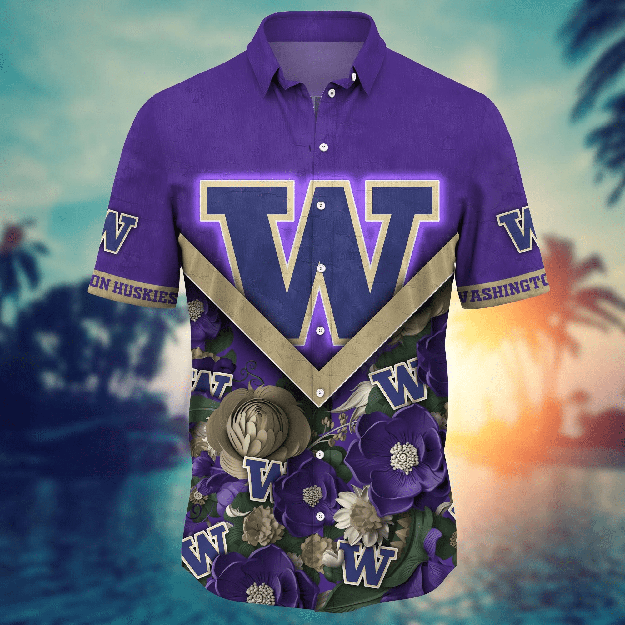 Washington Huskies NCAA Hawaiian Shirt Custom Camping Aloha Shirt