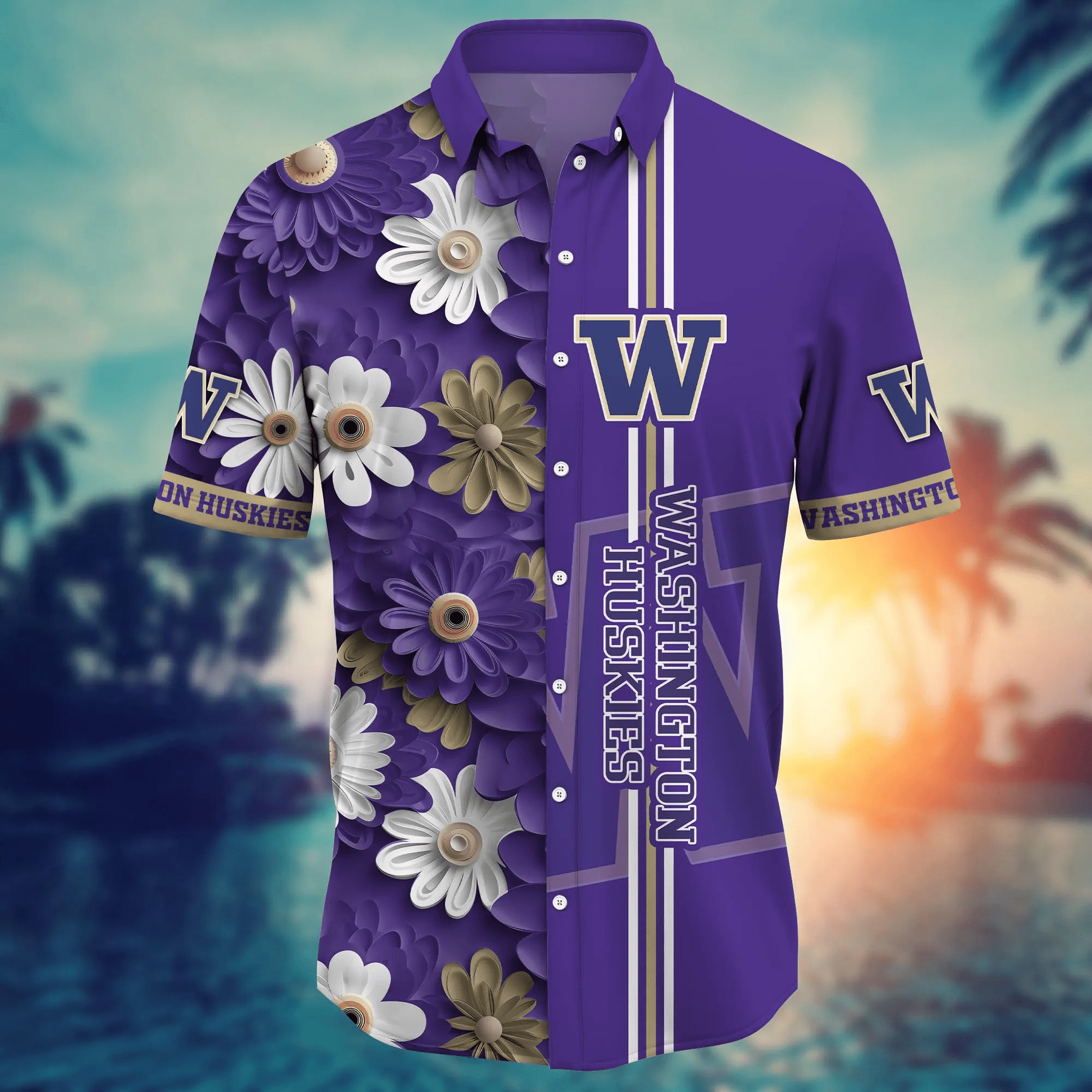 Washington Huskies NCAA Hawaiian Shirt Parasols Aloha Shirt