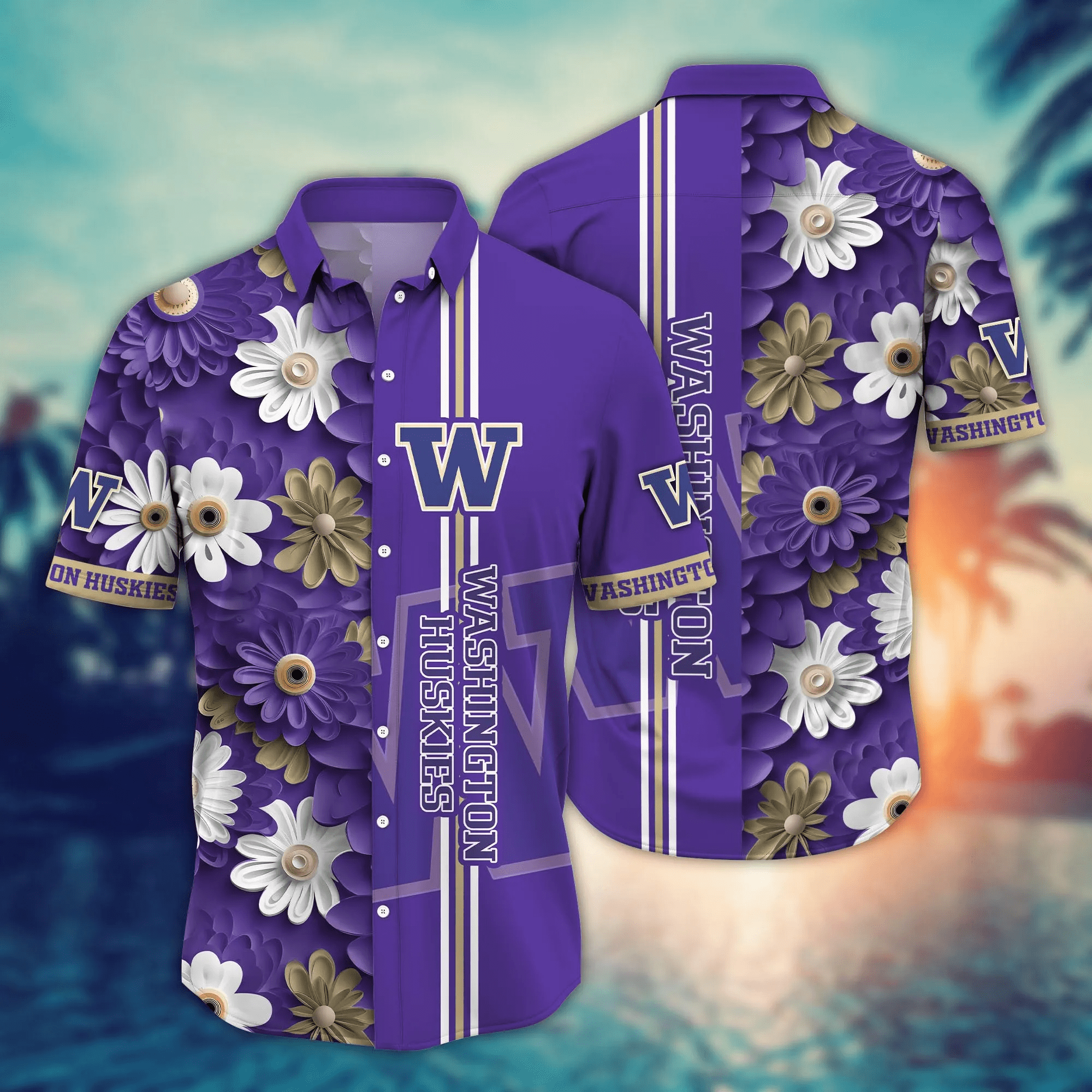 Washington Huskies NCAA Hawaiian Shirt Parasols Aloha Shirt