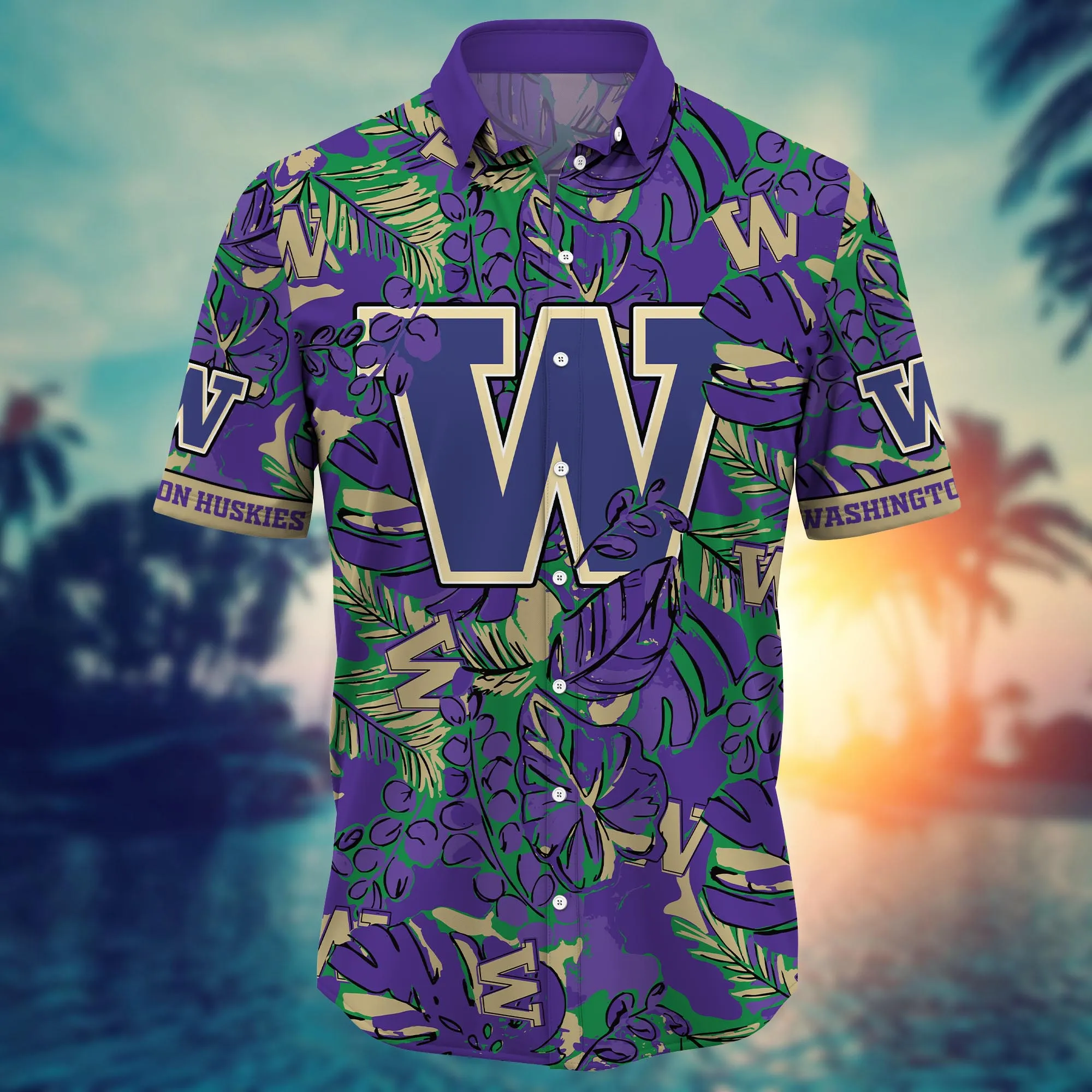 Washington Huskies NCAA Hawaiian Shirt Shorts Pitch Sport Shirts
