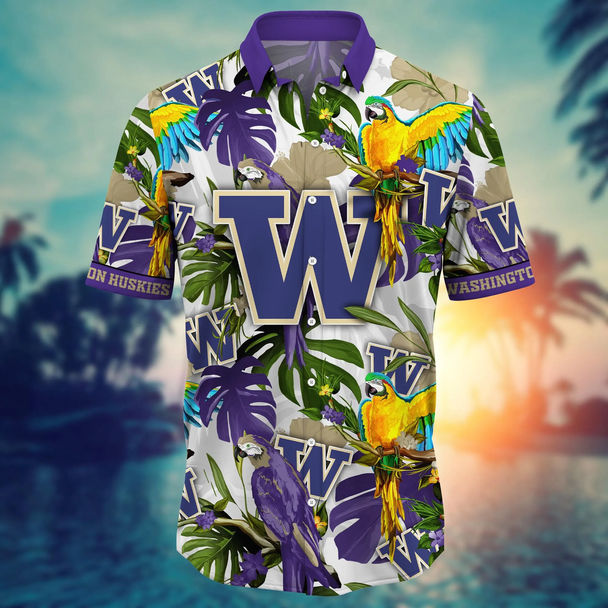 Washington Huskies NCAA Hawaiian Shirt Tropicaltime Aloha Shirt