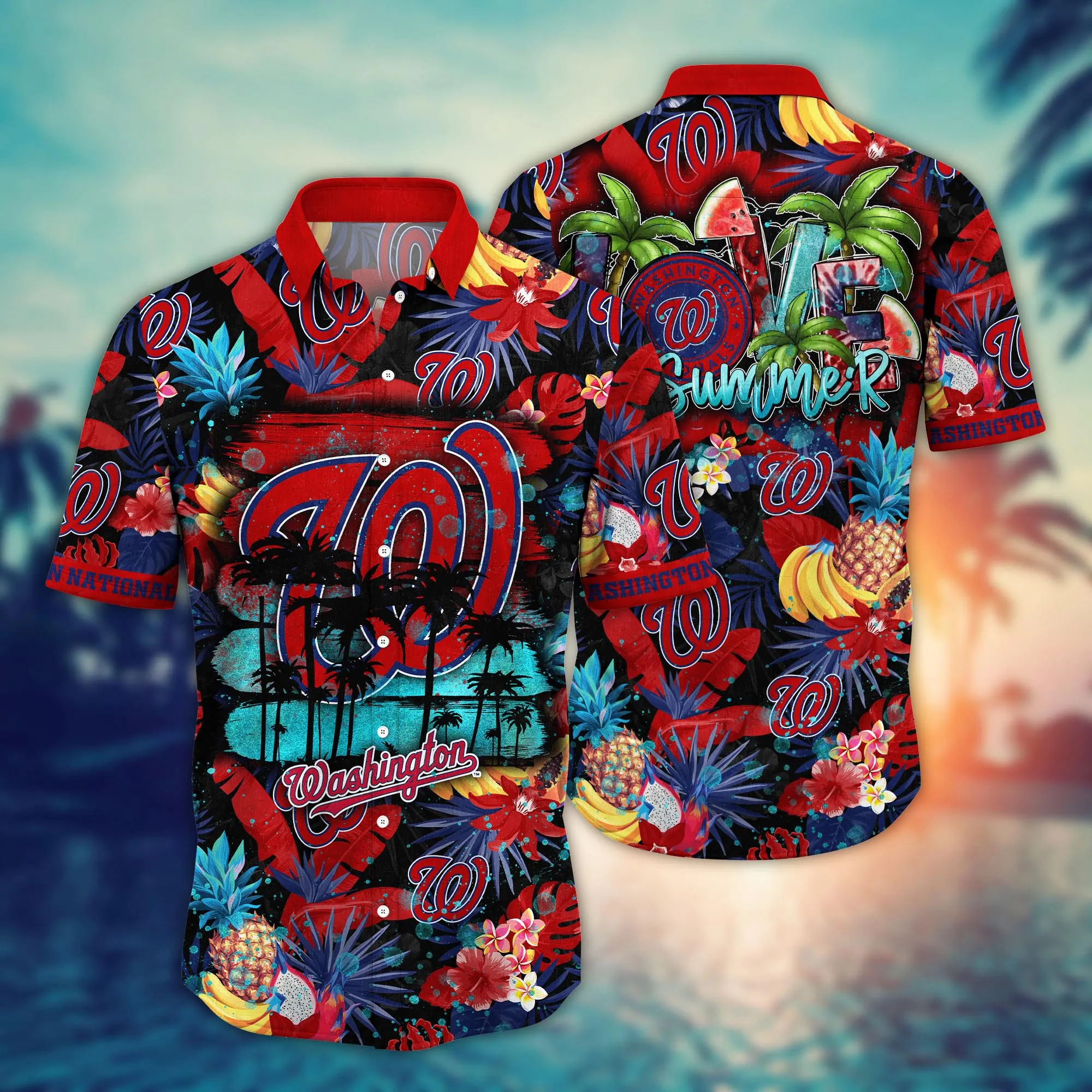 Washington Nationals MLB Hawaiian Shirt Road Trips Aloha Shirt