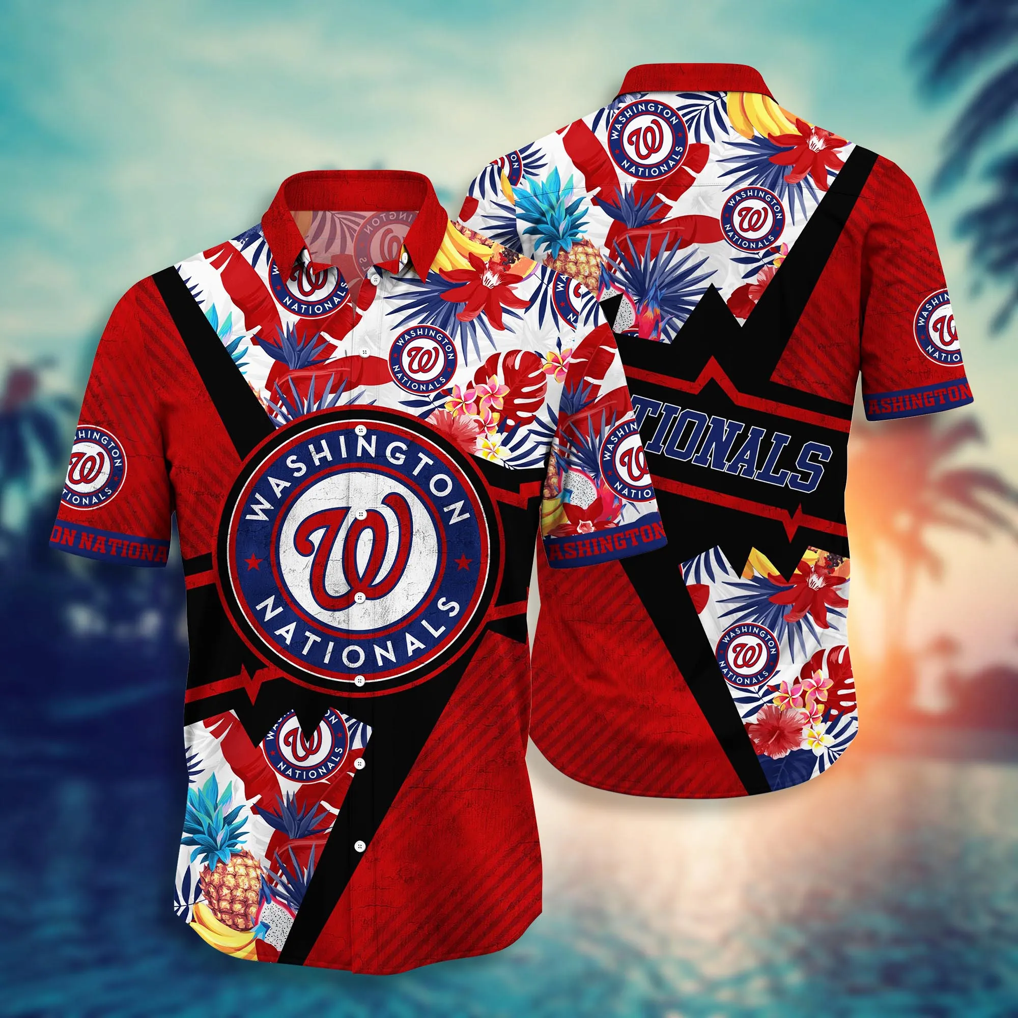 Washington Nationals MLB Hawaiian Shirt Sundown Field Sport Shirts