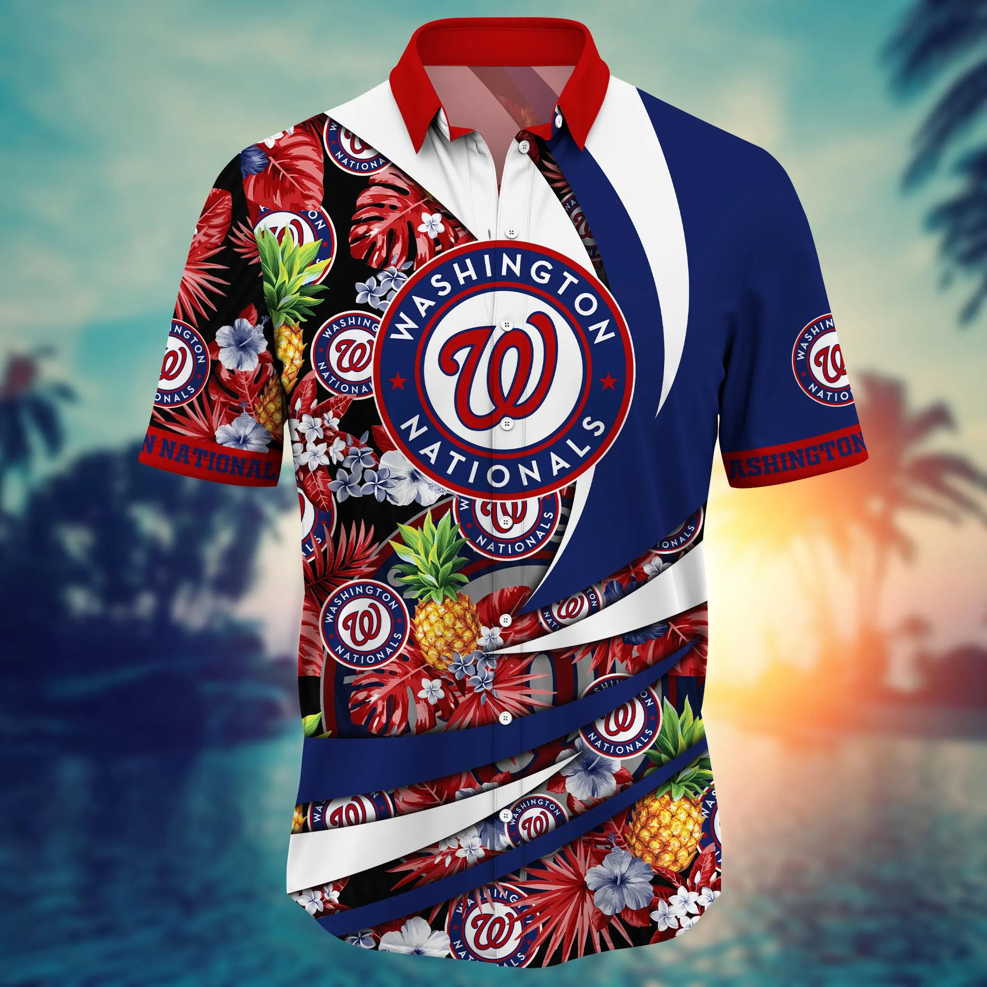 Washington Nationals MLB Hawaiian Shirt Tan Lines Aloha Shirt