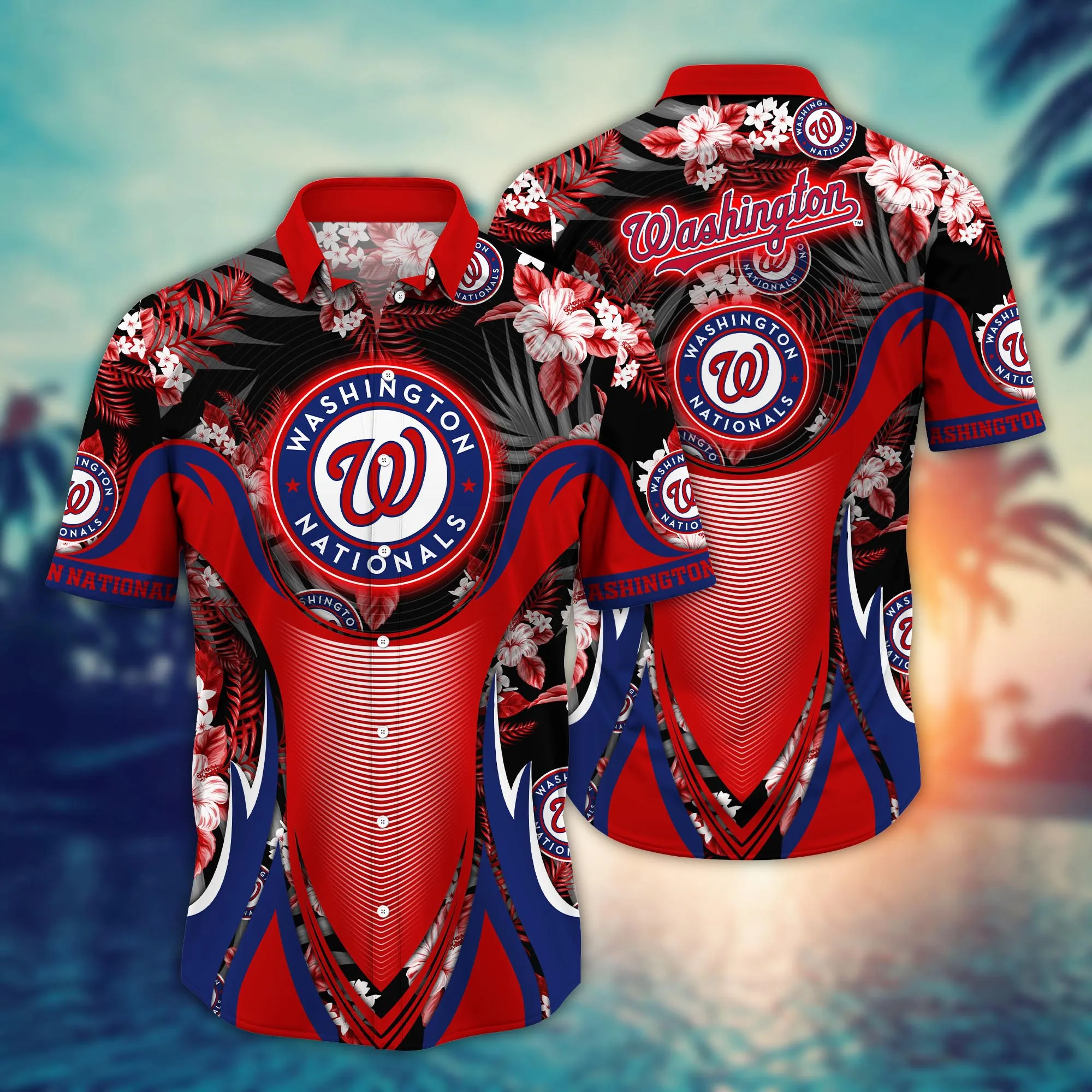 Washington Nationals MLB Hawaiian Shirt Umbrellas (For Sun) Aloha Shirt