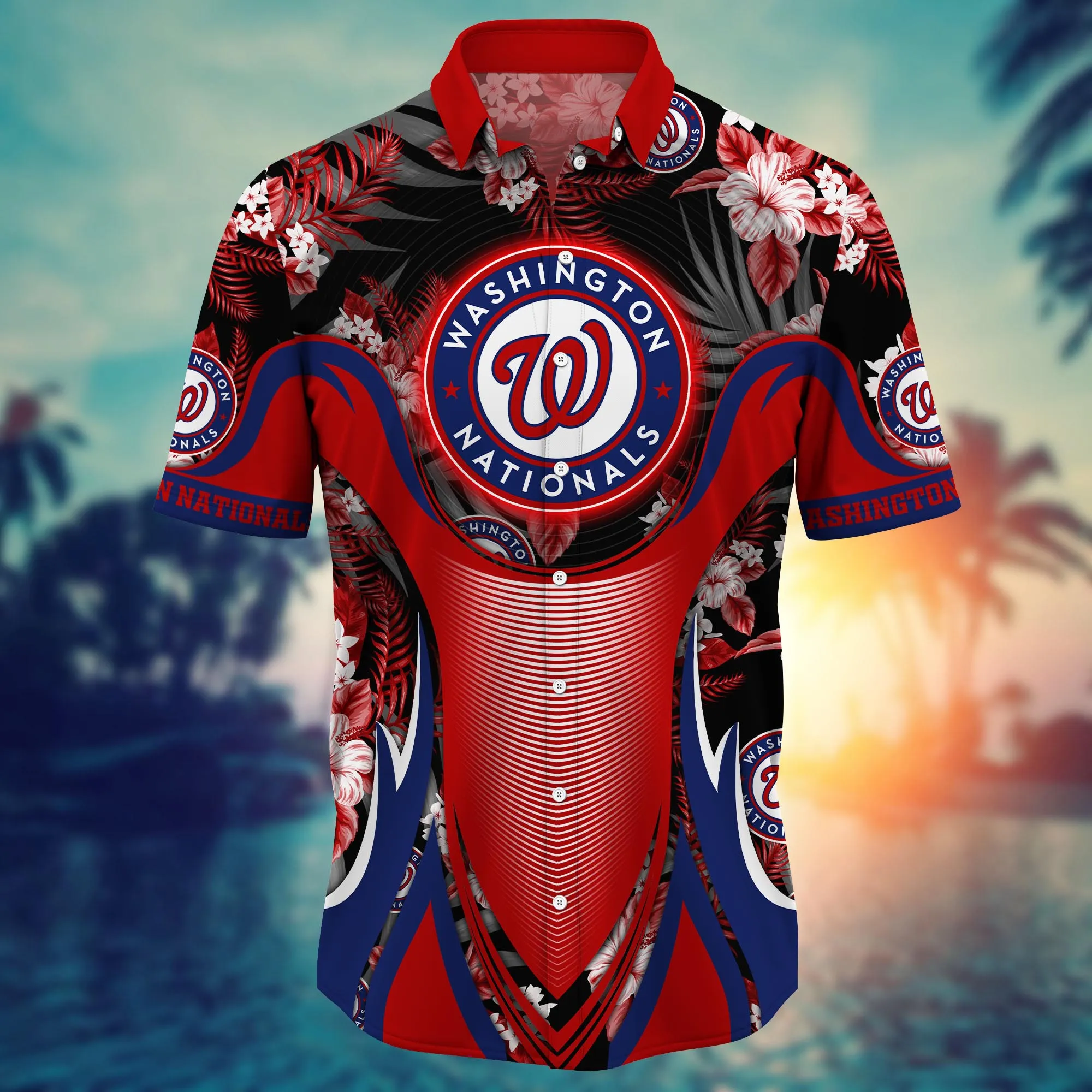 Washington Nationals MLB Hawaiian Shirt Umbrellas (For Sun) Aloha Shirt