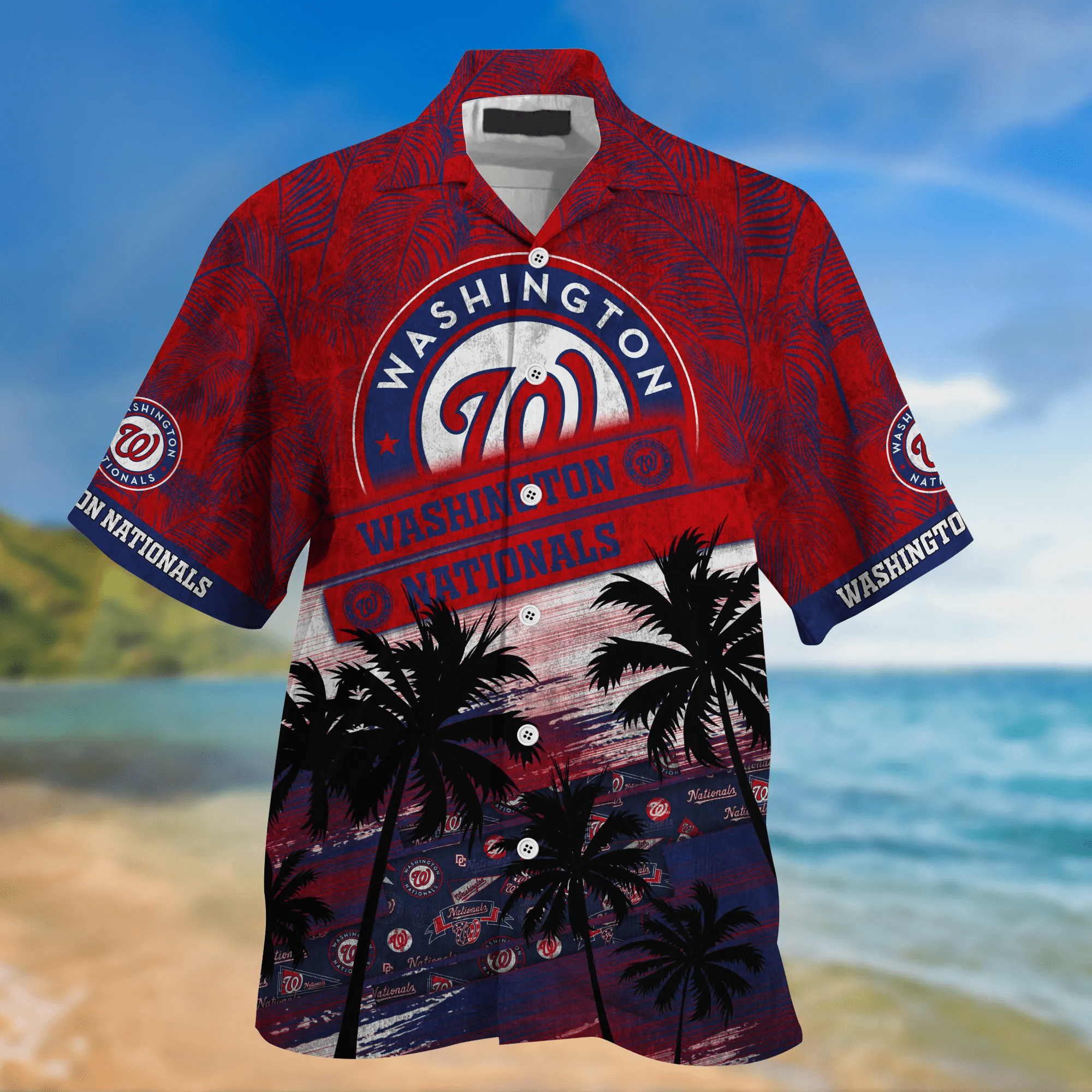 Washington Nationals MLB Palm Tree Pattern Hawaii Shirt For Sports Fans Unisex Sport Hawaii Shirt