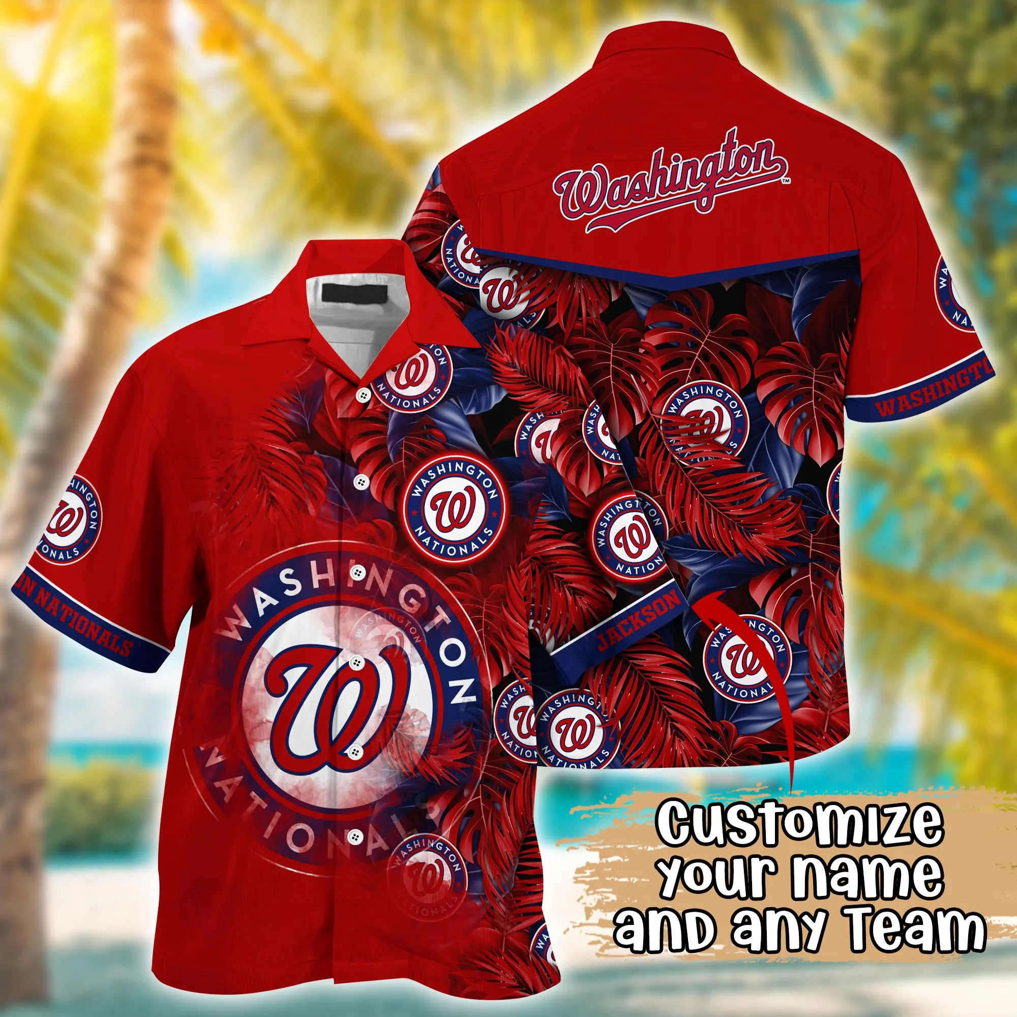 Washington Nationals MLB Summer Hawaii Shirt And Tshirt Custom Aloha Shirt Washington Nationals MLB Summer Hawaii Shirt And Tshirt Custom Aloha Shirt