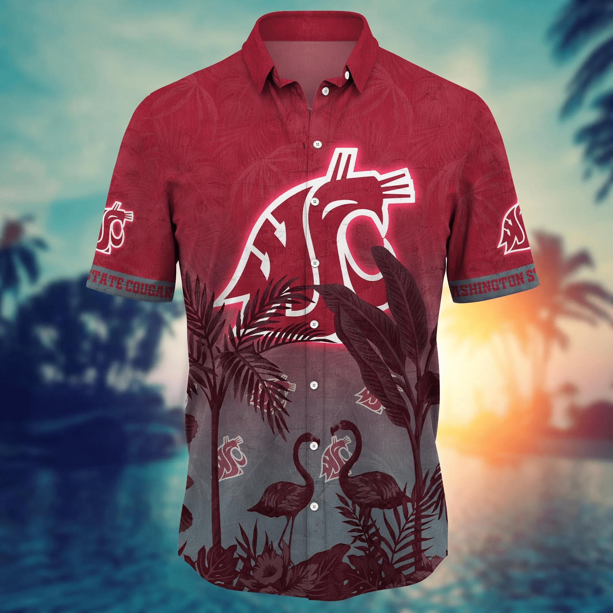 Washington State Cougars NCAA Hawaiian Shirt Augusttime Aloha Shirt