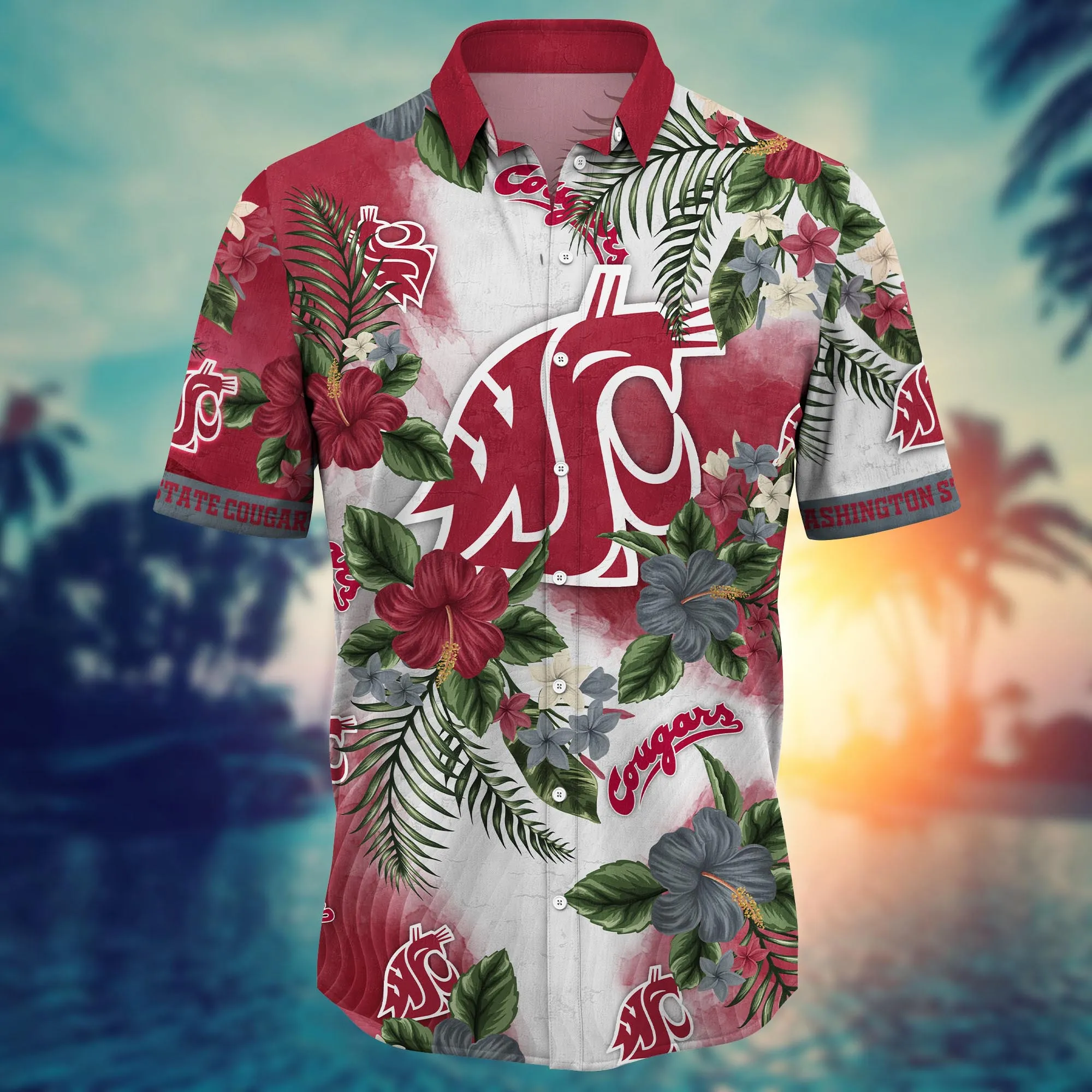 Washington State Cougars NCAA Hawaiian Shirt Campingtime Aloha Shirt
