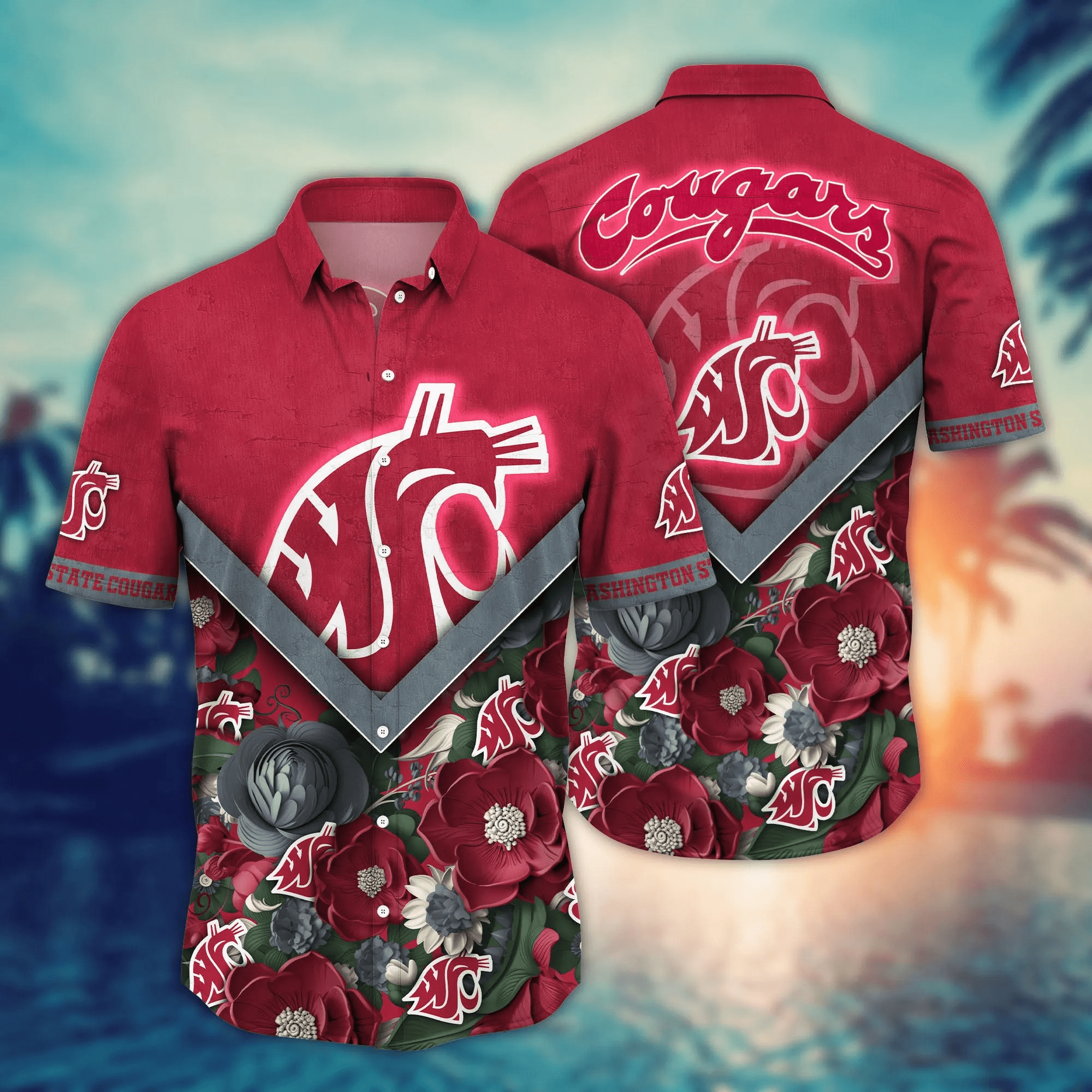 Washington State Cougars NCAA Hawaiian Shirt Custom Festivals Aloha Shirt Washington State Cougars NCAA Hawaiian Shirt Custom Festivals Aloha Shirt