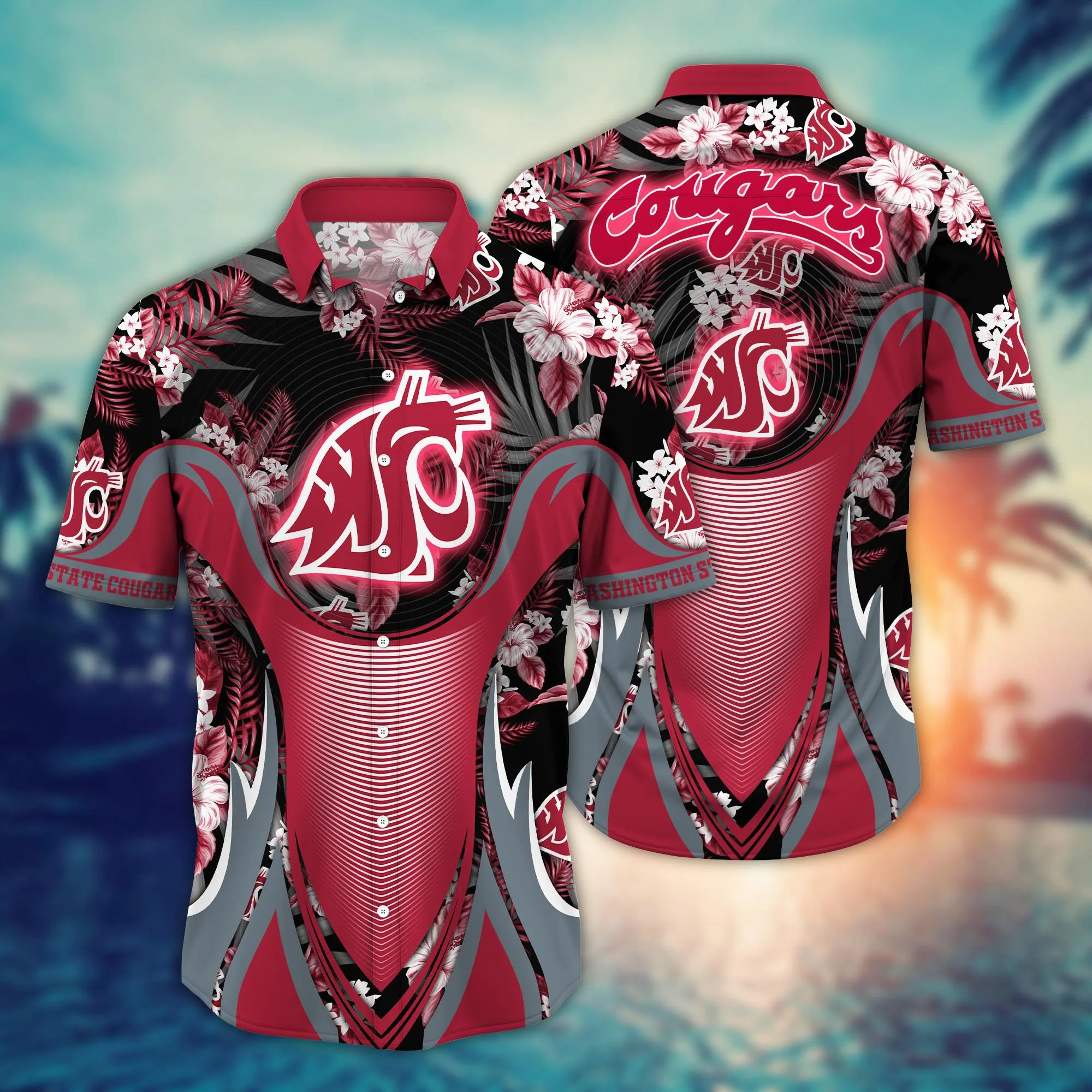 Washington State Cougars NCAA Hawaiian Shirt Garden Parties Aloha Shirt Washington State Cougars NCAA Hawaiian Shirt Garden Parties Aloha Shirt
