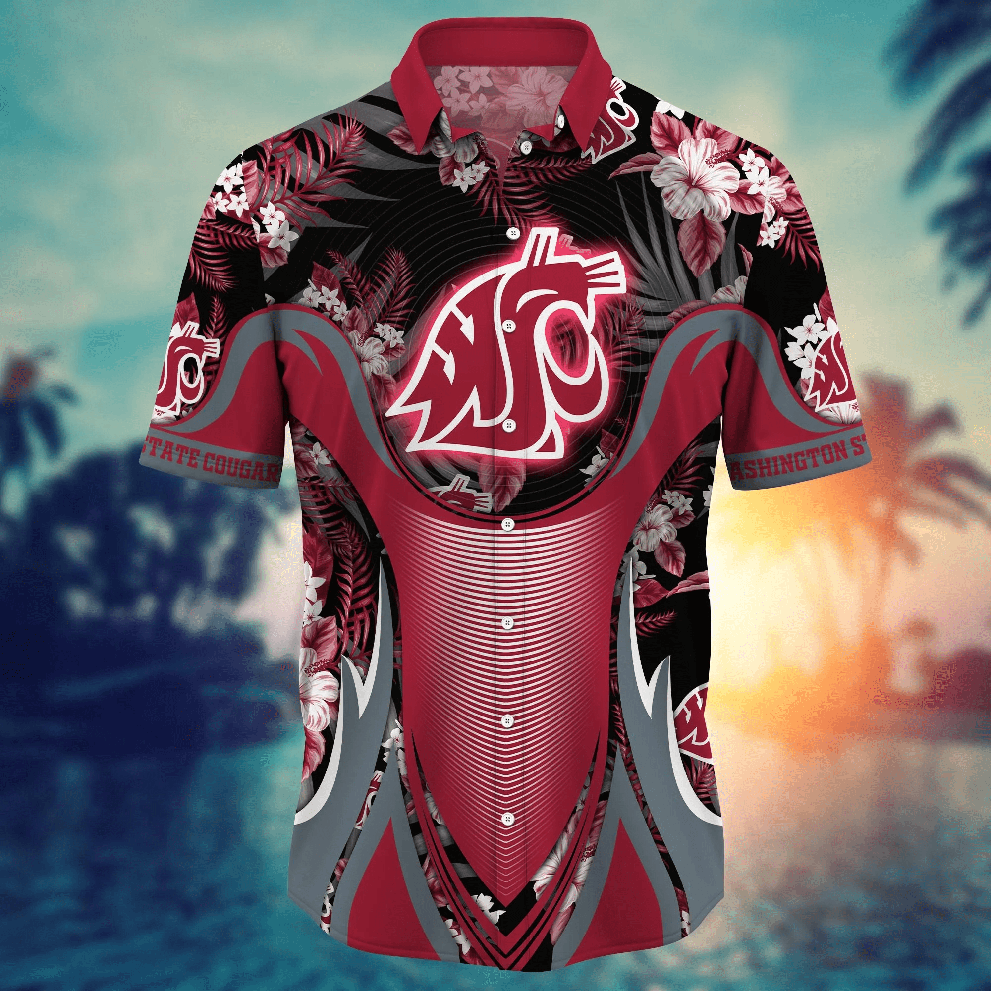 Washington State Cougars NCAA Hawaiian Shirt Garden Parties Aloha Shirt