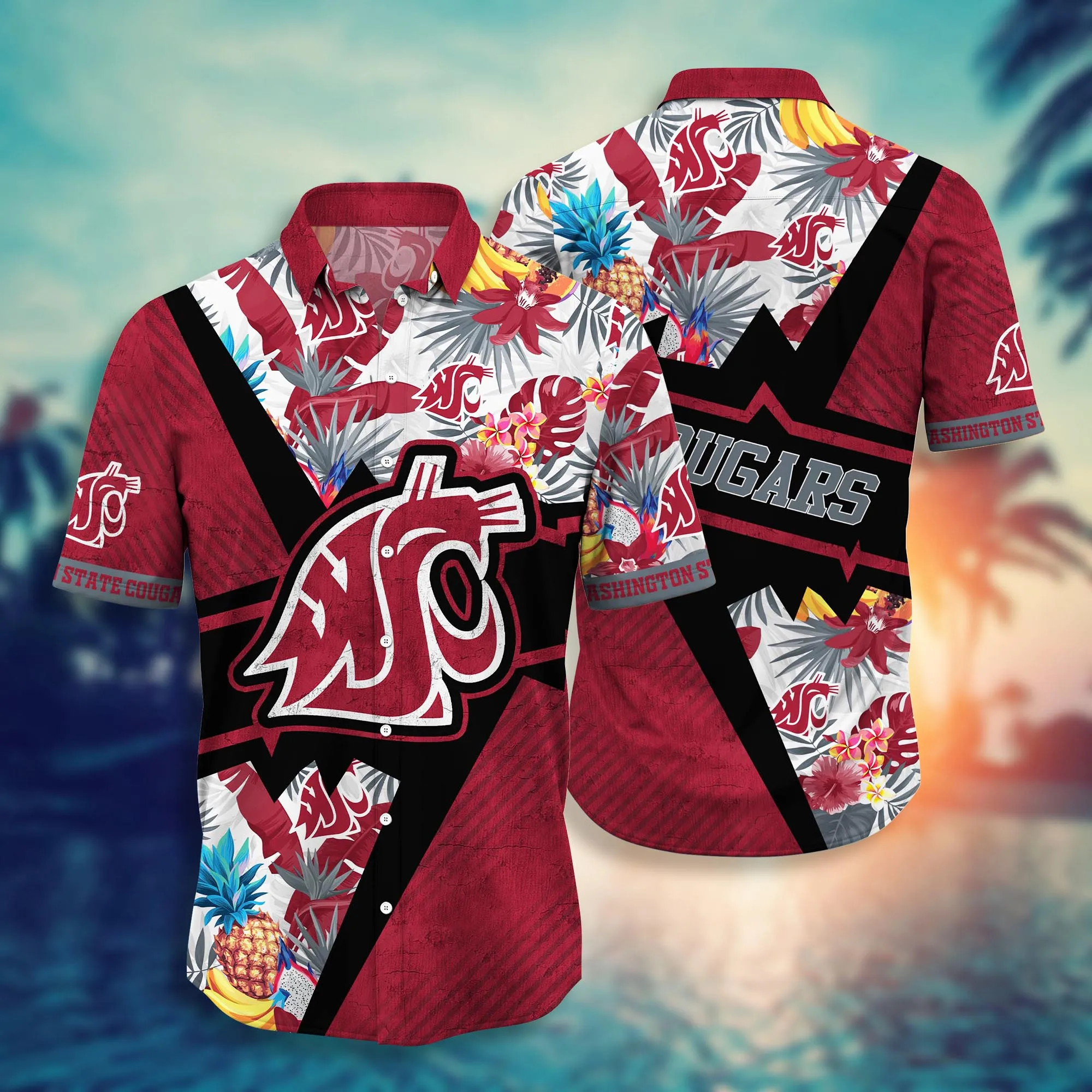 Washington State Cougars NCAA Hawaiian Shirt Heat Aloha Shirt Washington State Cougars NCAA Hawaiian Shirt Heat Aloha Shirt