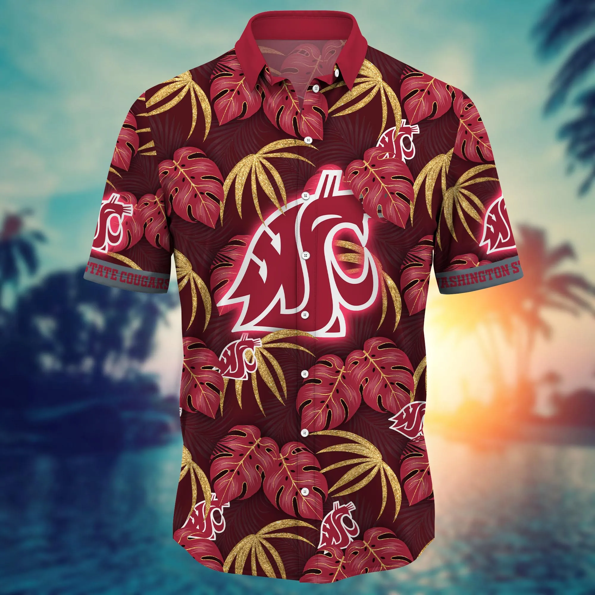 Washington State Cougars NCAA Hawaiian Shirt Island Time Aloha Shirt