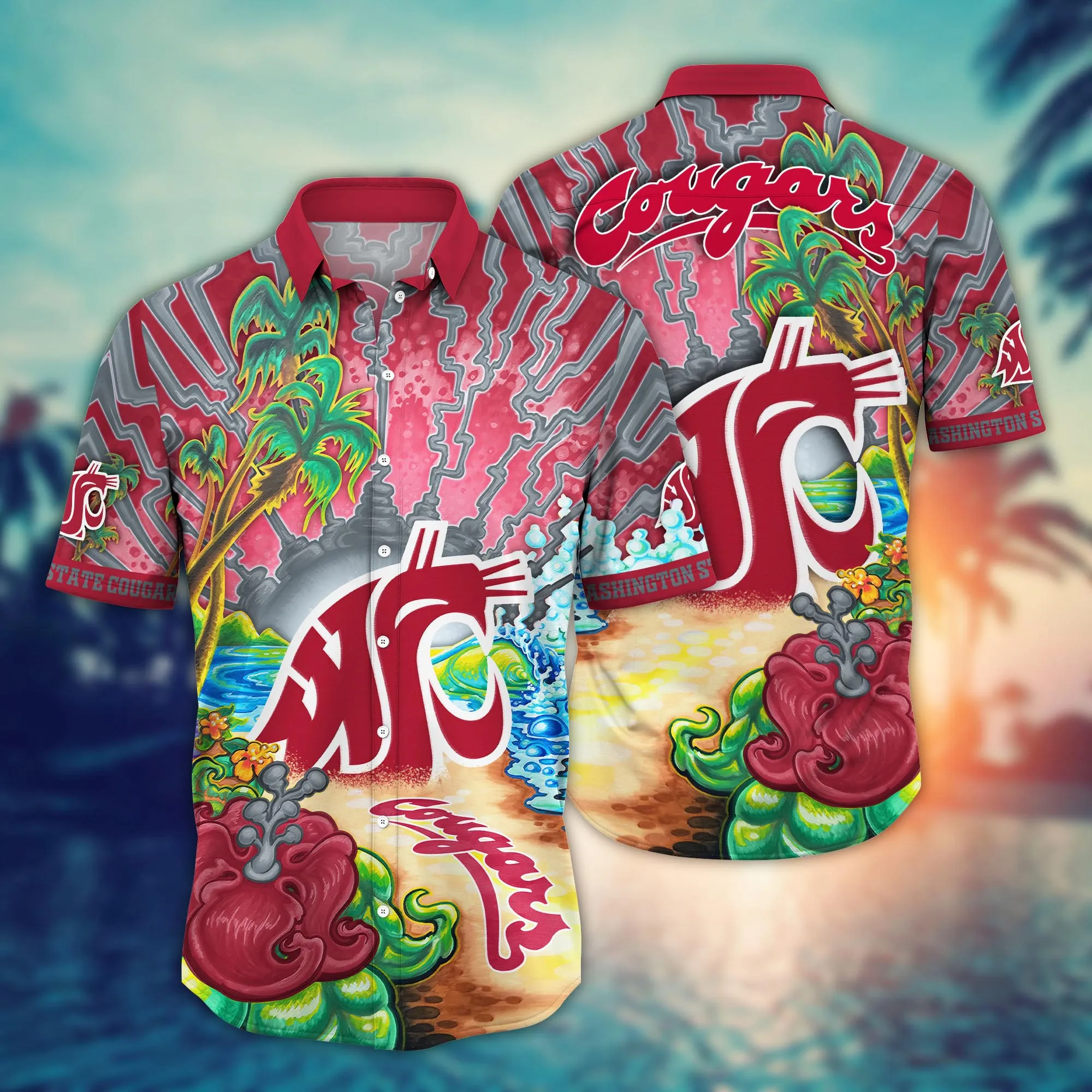 Washington State Cougars NCAA Hawaiian Shirt Popsiclestime Aloha Shirt Washington State Cougars NCAA Hawaiian Shirt Popsiclestime Aloha Shirt
