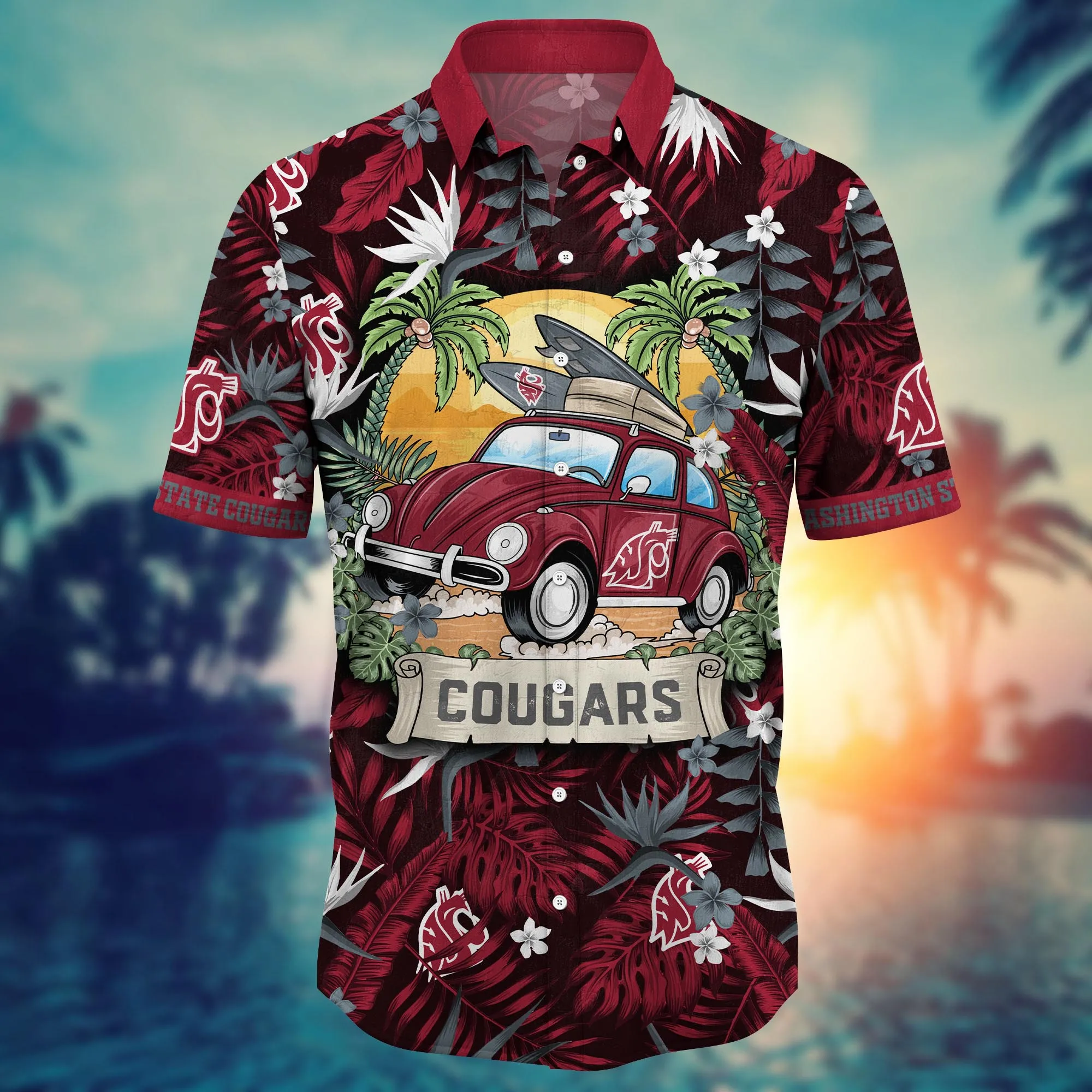 Washington State Cougars NCAA Hawaiian Shirt Sandcastlestime Aloha Shirt