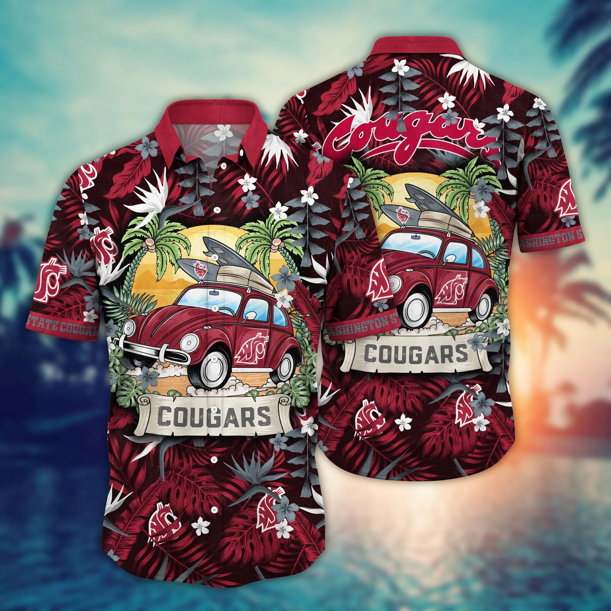 Washington State Cougars NCAA Hawaiian Shirt Sandcastlestime Aloha Shirt Washington State Cougars NCAA Hawaiian Shirt Sandcastlestime Aloha Shirt