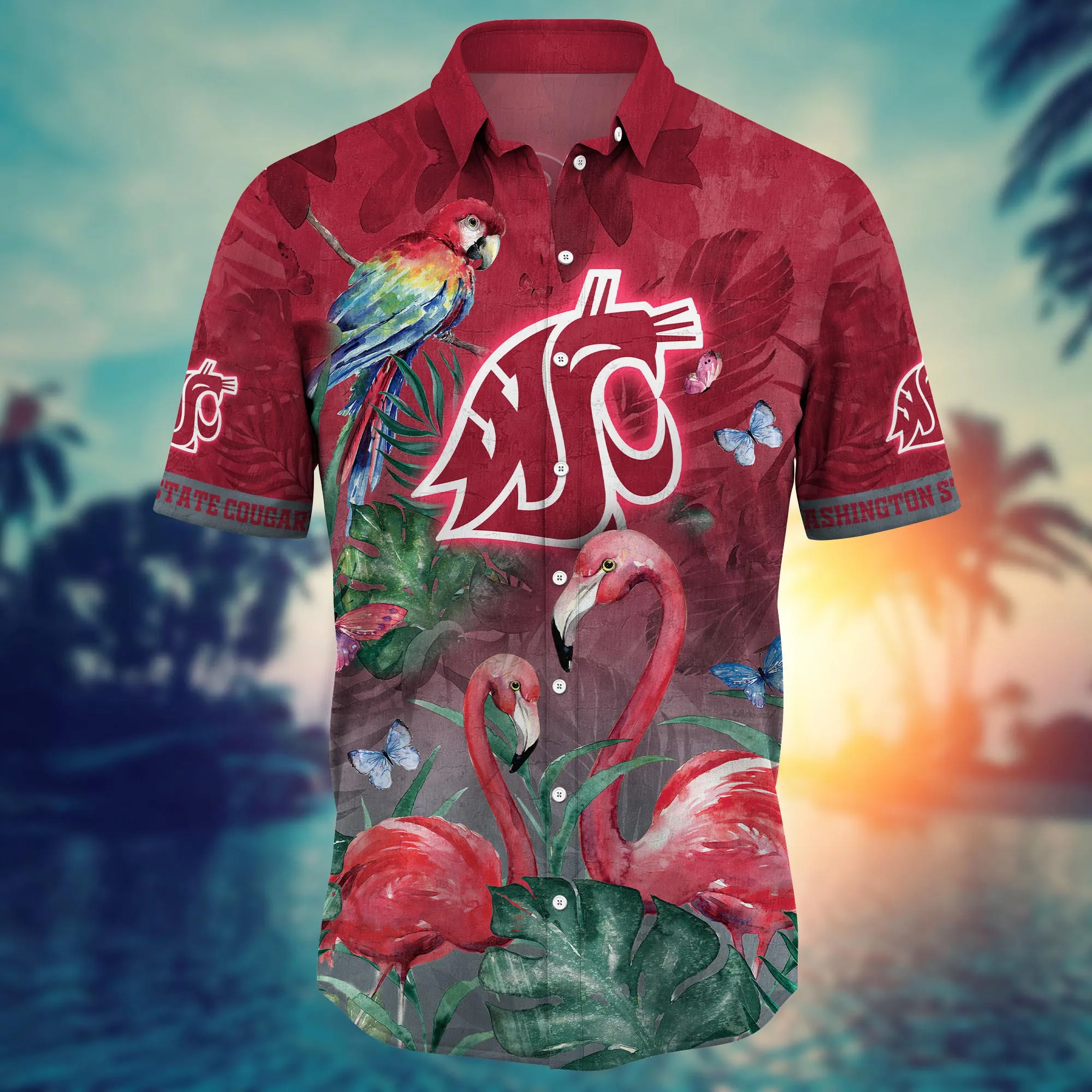 Washington State Cougars NCAA Hawaiian Shirt Sunning Aloha Shirt
