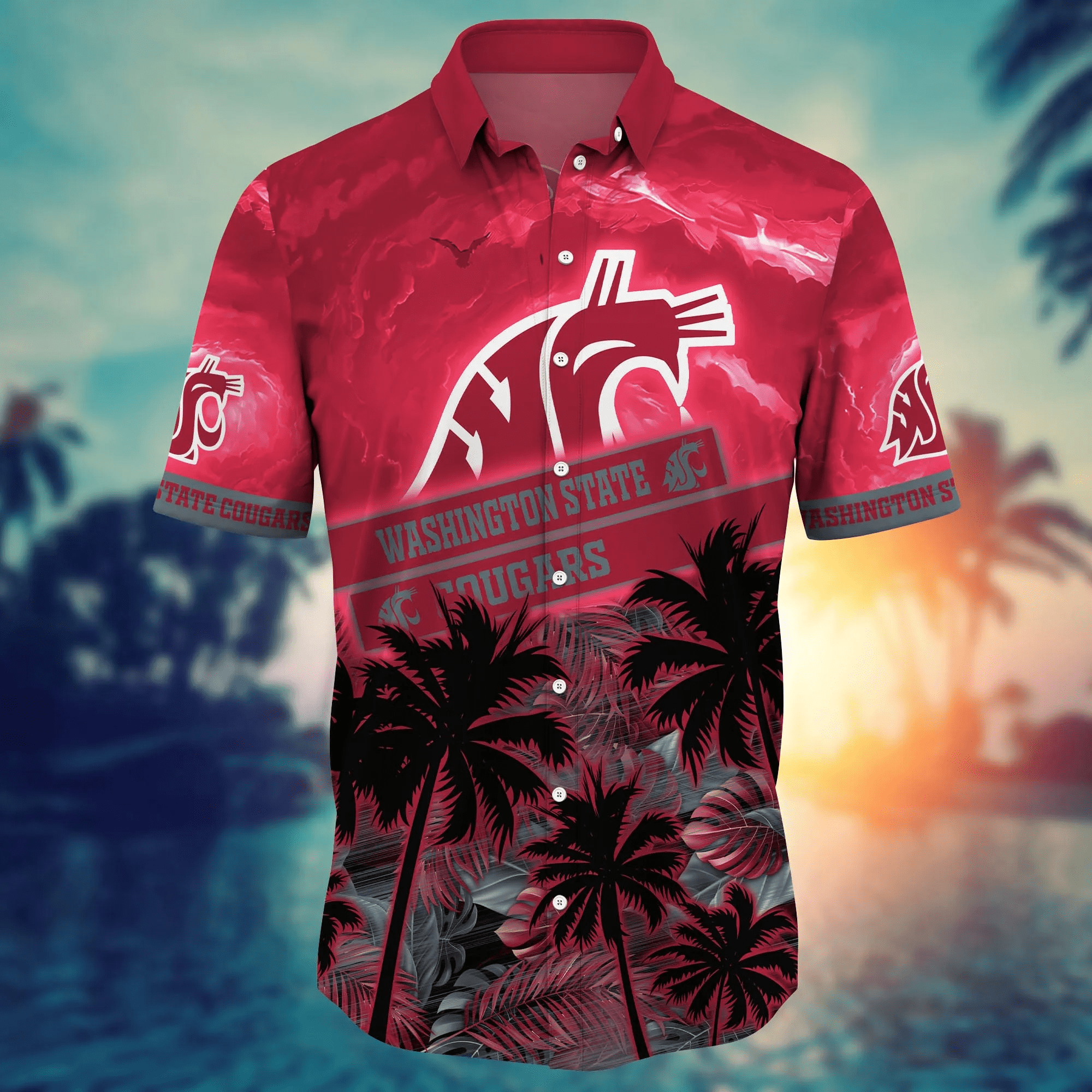 Washington State Cougars NCAA Hawaiian Shirt Sunny Aloha Shirt