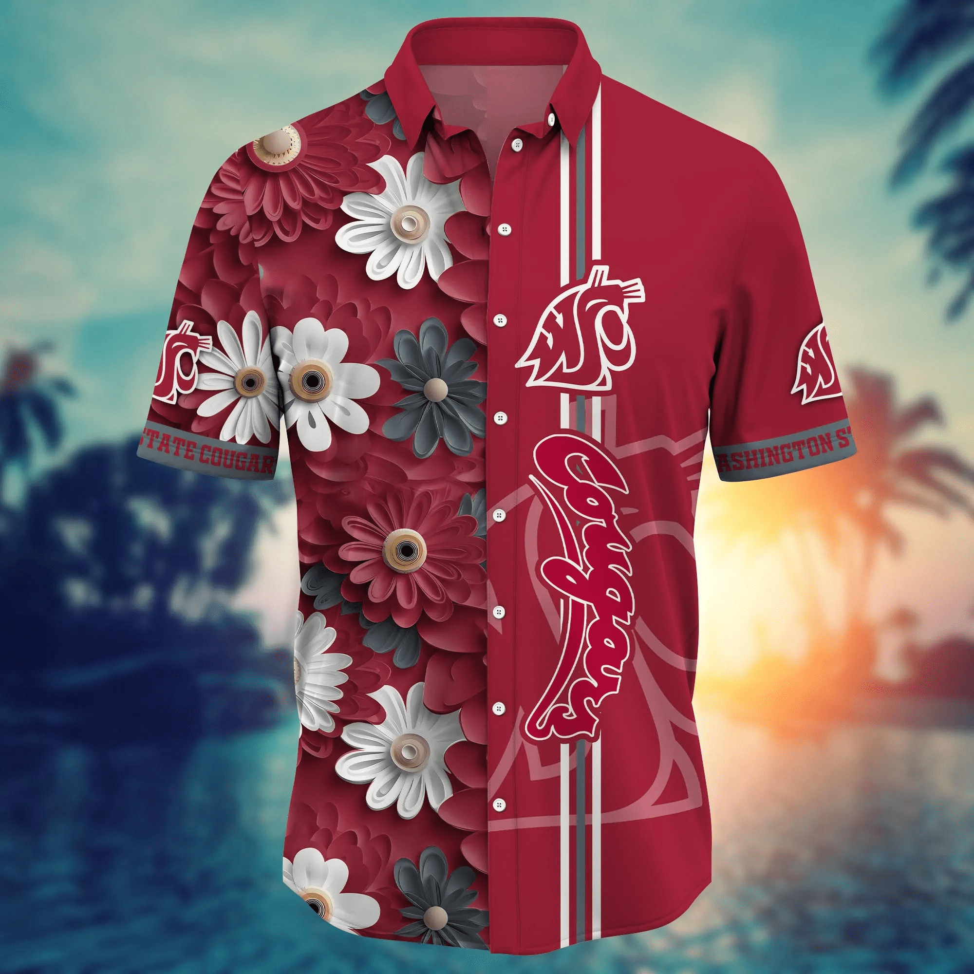 Washington State Cougars NCAA Hawaiian Shirt Sunshine Aloha Shirt