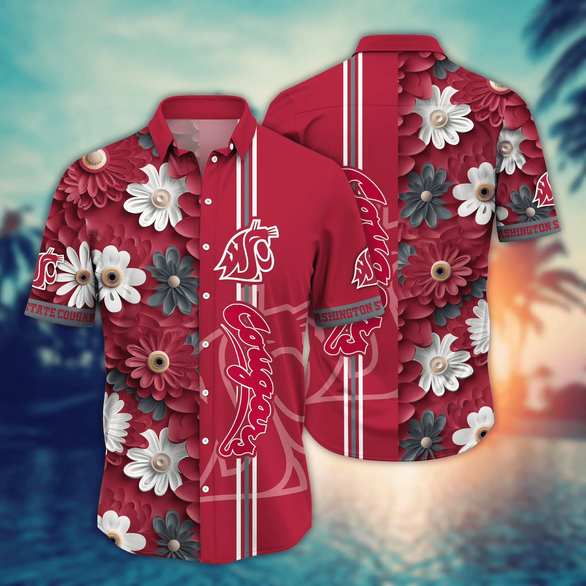Washington State Cougars NCAA Hawaiian Shirt Sunshine Aloha Shirt