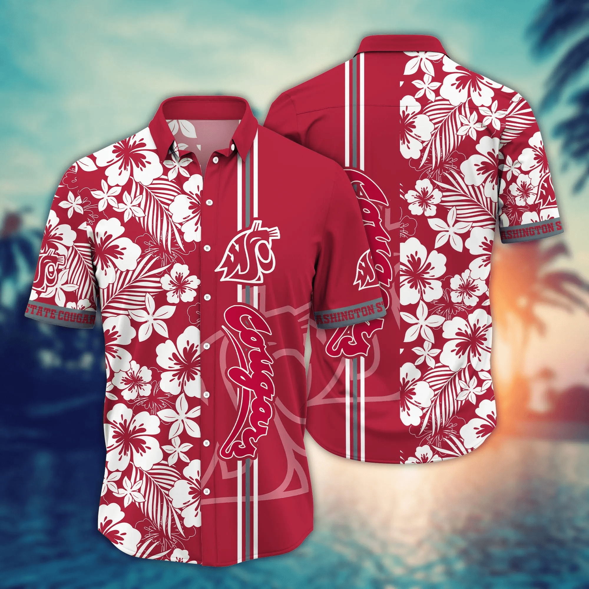 Washington State Cougars NCAA Hawaiian Shirt Vacation Spotstime Aloha Shirt