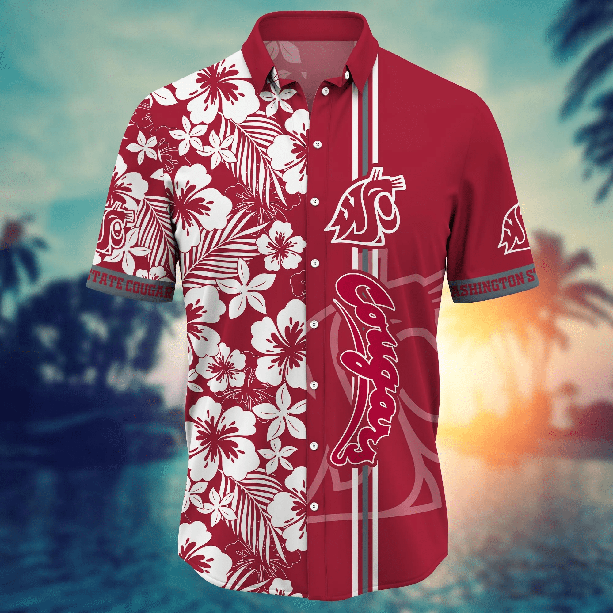 Washington State Cougars NCAA Hawaiian Shirt Vacation Spotstime Aloha Shirt