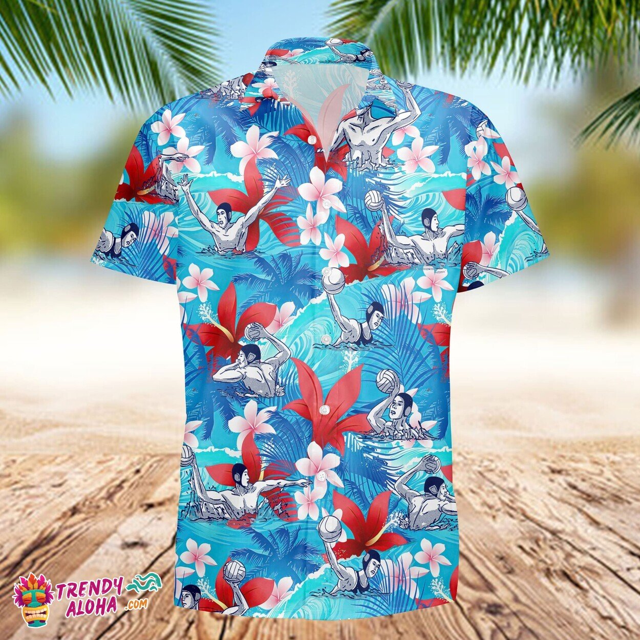 Water Polo Sports Summer Vibe Tropical Flowers Hawaiian Shirt