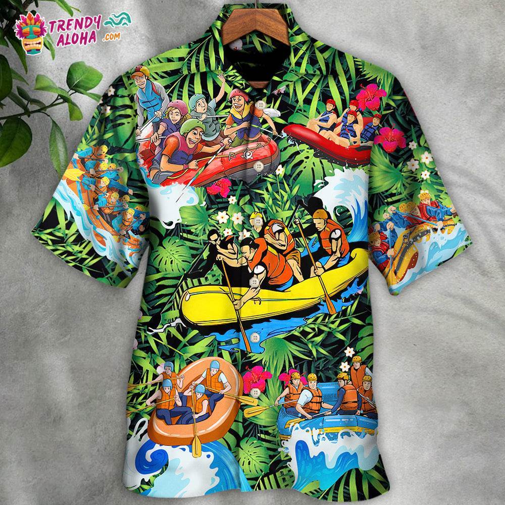 Water Rafting Lover Style Flower Tropical Hawaiian Shirt – Trendy Aloha