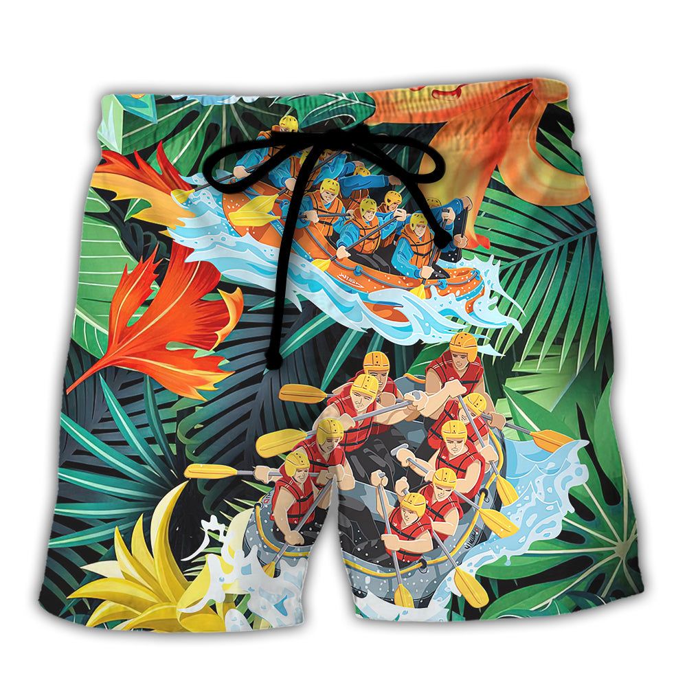 Water Rafting Lover Tropical Style Trendy Aloha Hawaiian Beach Shorts Water Rafting Lover Tropical Style Trendy Aloha Hawaiian Beach Shorts