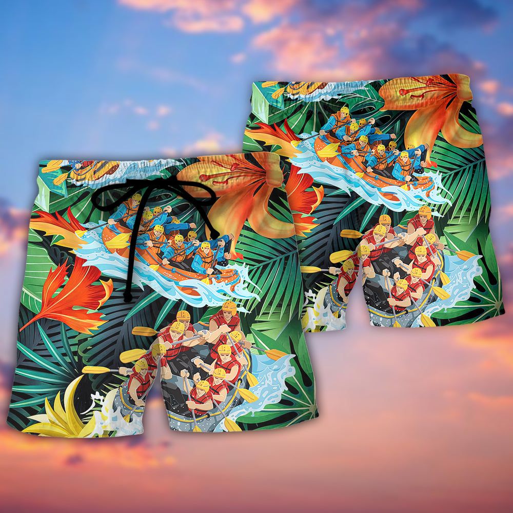 Water Rafting Lover Tropical Style Trendy Aloha Hawaiian Beach Shorts