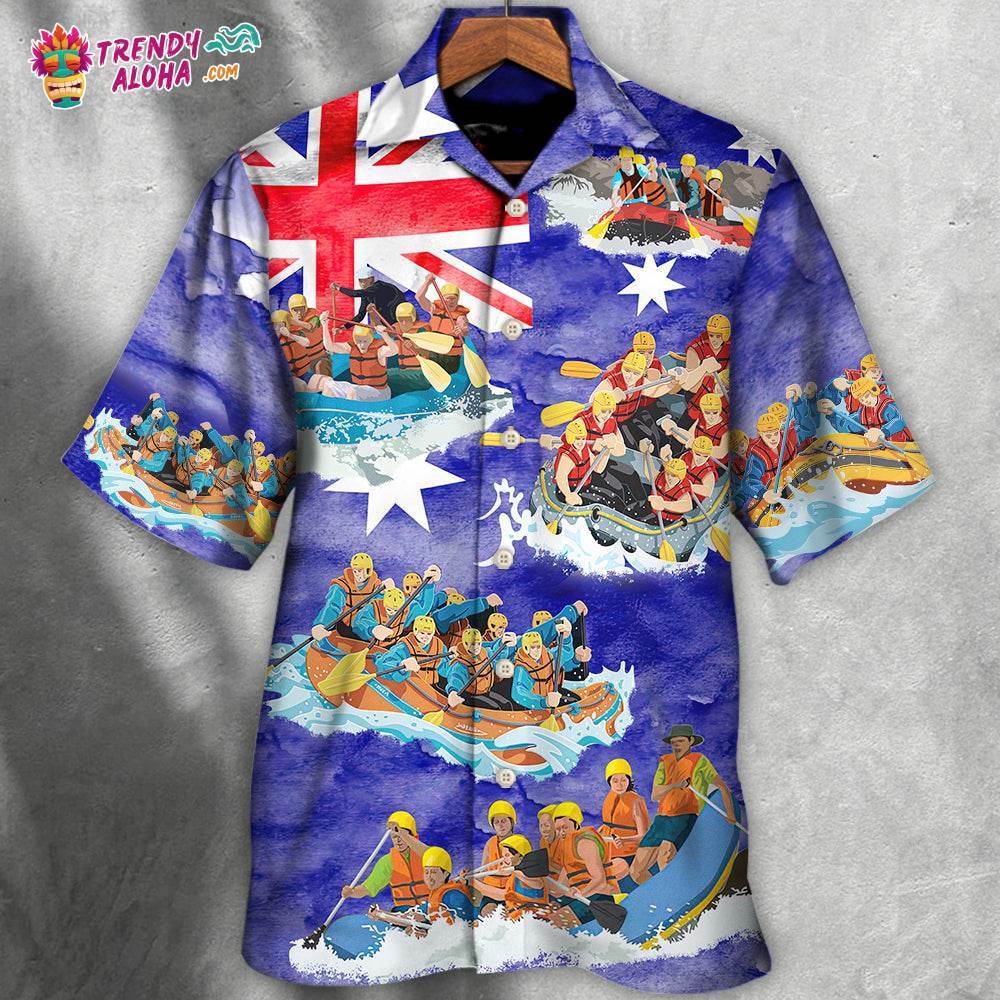 Water Rafting River Rafting Team Funny Lover Australia Flag Vintage Art Style Hawaiian Shirt – Trendy Aloha