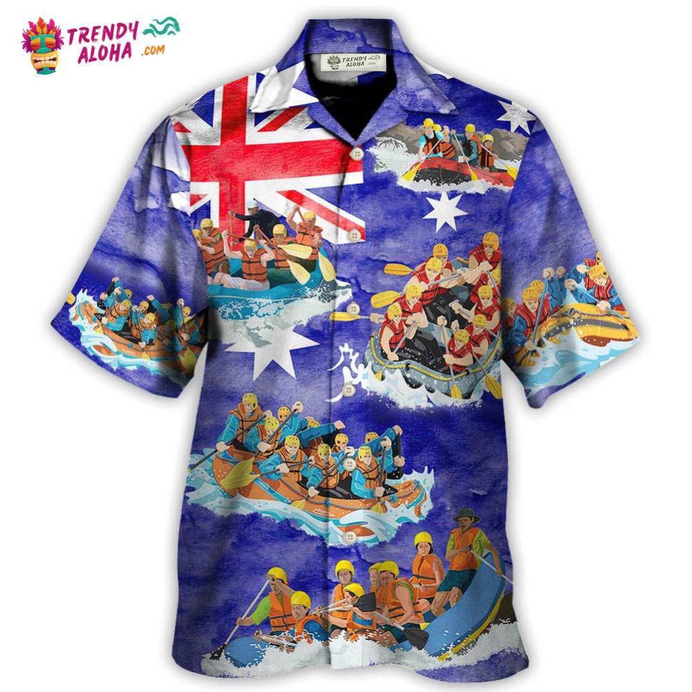 Water Rafting River Rafting Team Funny Lover Australia Flag Vintage Art Style Hawaiian Shirt – Trendy Aloha
