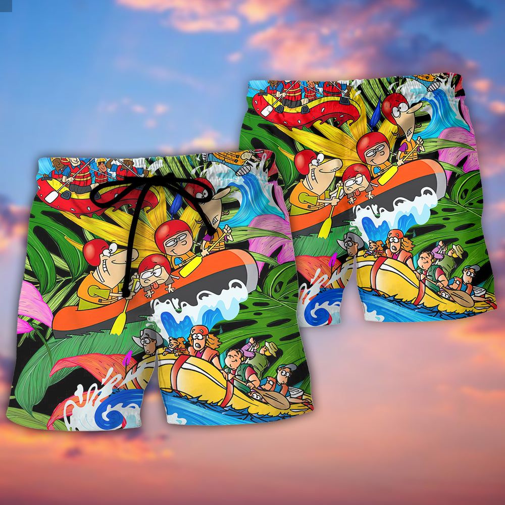 Water Rafting River Rafting Team Funny Lover Tropical Style Trendy Aloha Hawaiian Beach Shorts