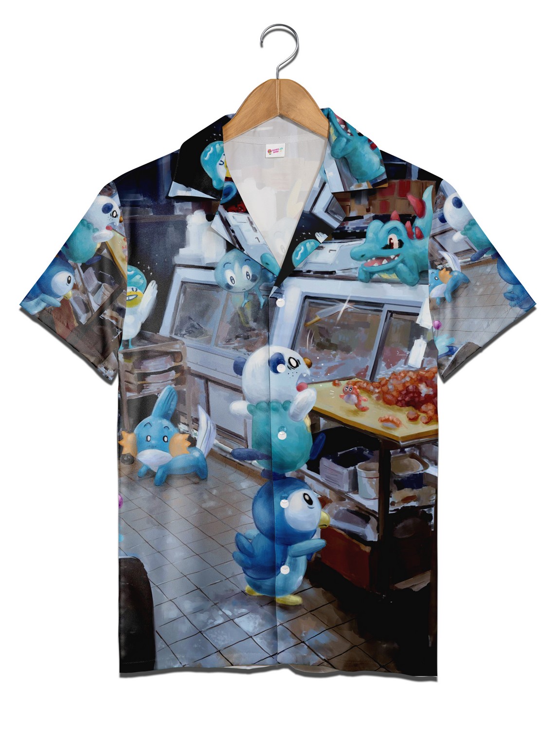 Water Type Pokemon Hawaiian Shirt Ocean Blue Tropical Aloha Shirt for Gamers and Anime Lovers