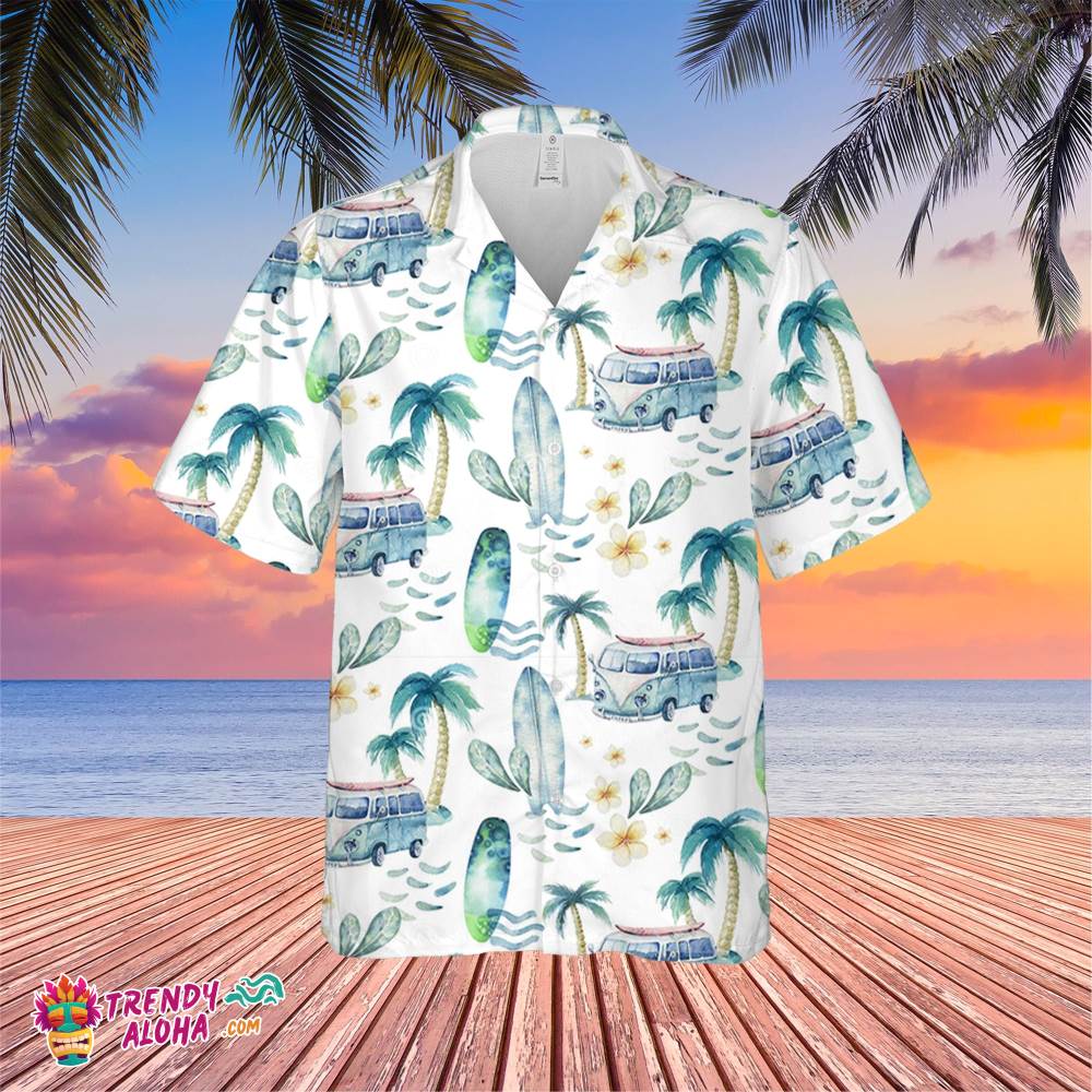 Watercolor Beach Hawaiian Trending Hawaiian Shirt, Summer Vacation Hawaiian Shirt